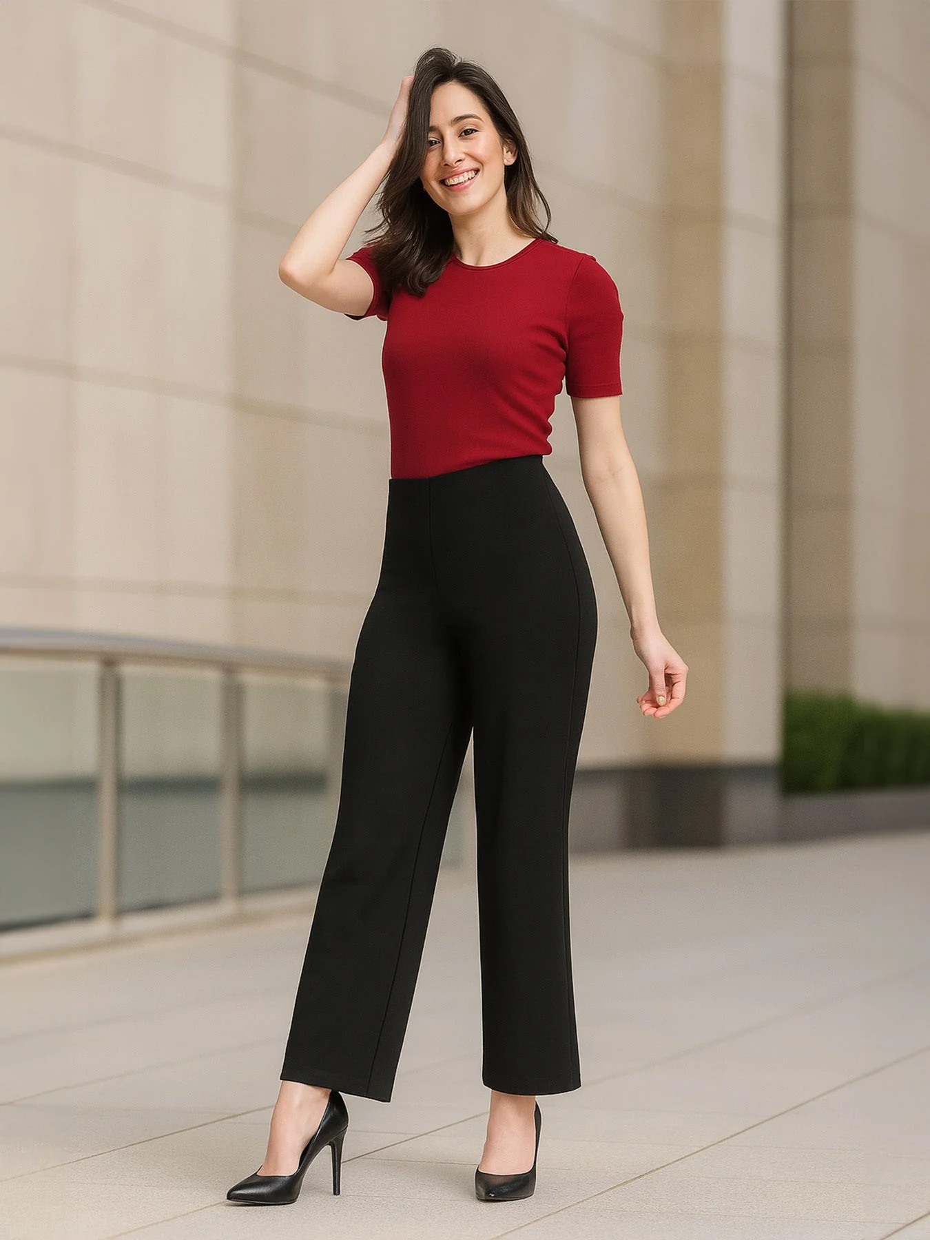 Black High Waist Straight Leg Women‚Äôs Pants - Image 5