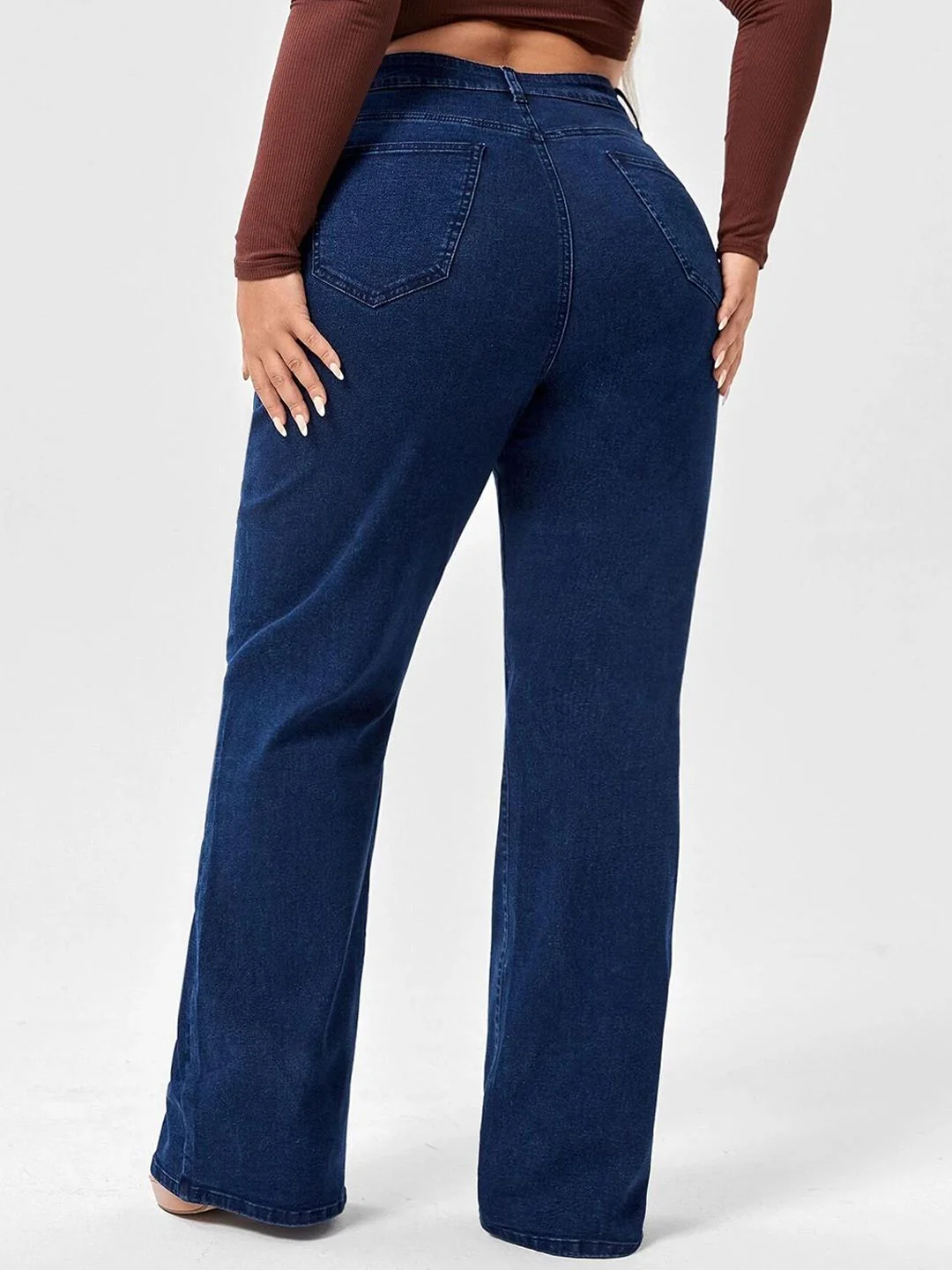CURVE BY KOTTY Women Wide Leg High-Rise Cotton Stretchable Jeans - Image 3
