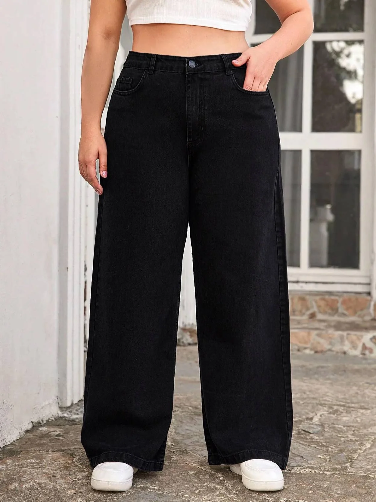 Curvy CLOSET Women Loose Fit High Rise Black Jeans - Image 2