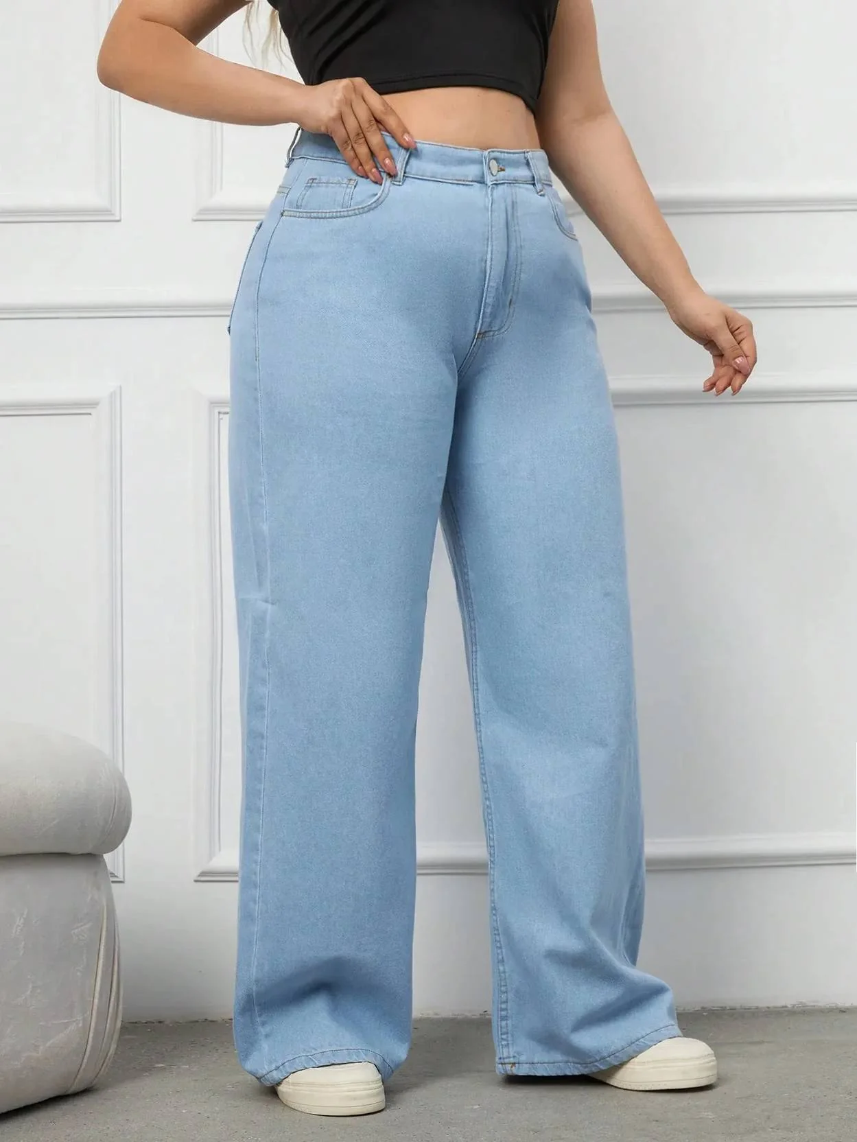 Curvy CLOSET  Women Loose Fit High Rise Blue Jeans - Image 5