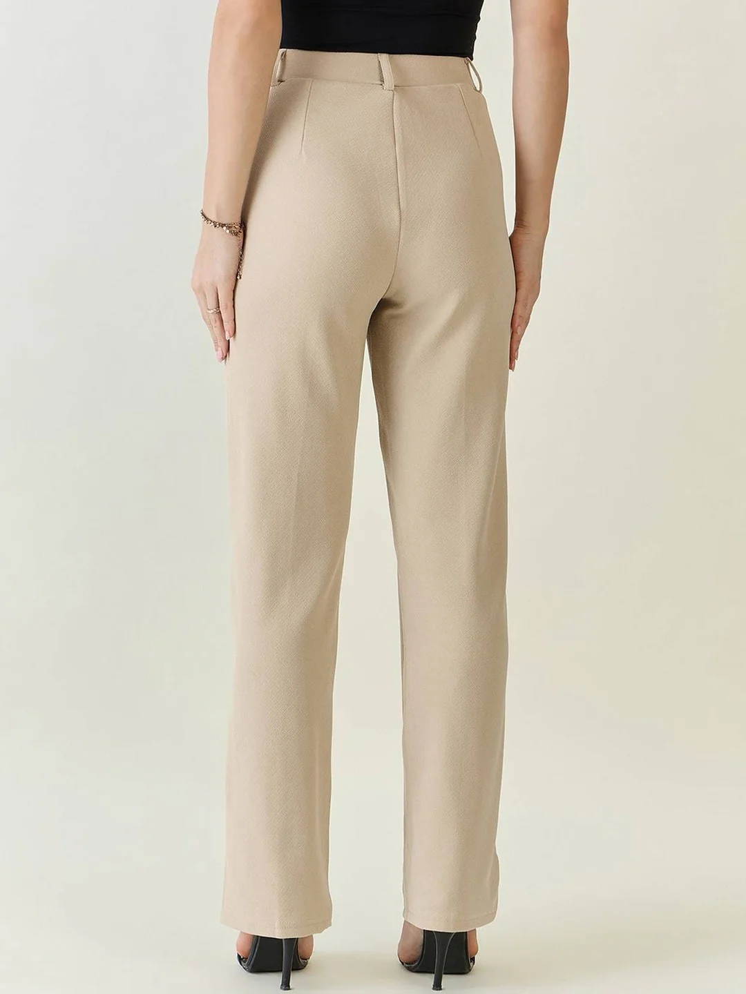 High Waist Pleated Trousers with Fitted Top - 2 Piece Coordinate Sets - Image 3