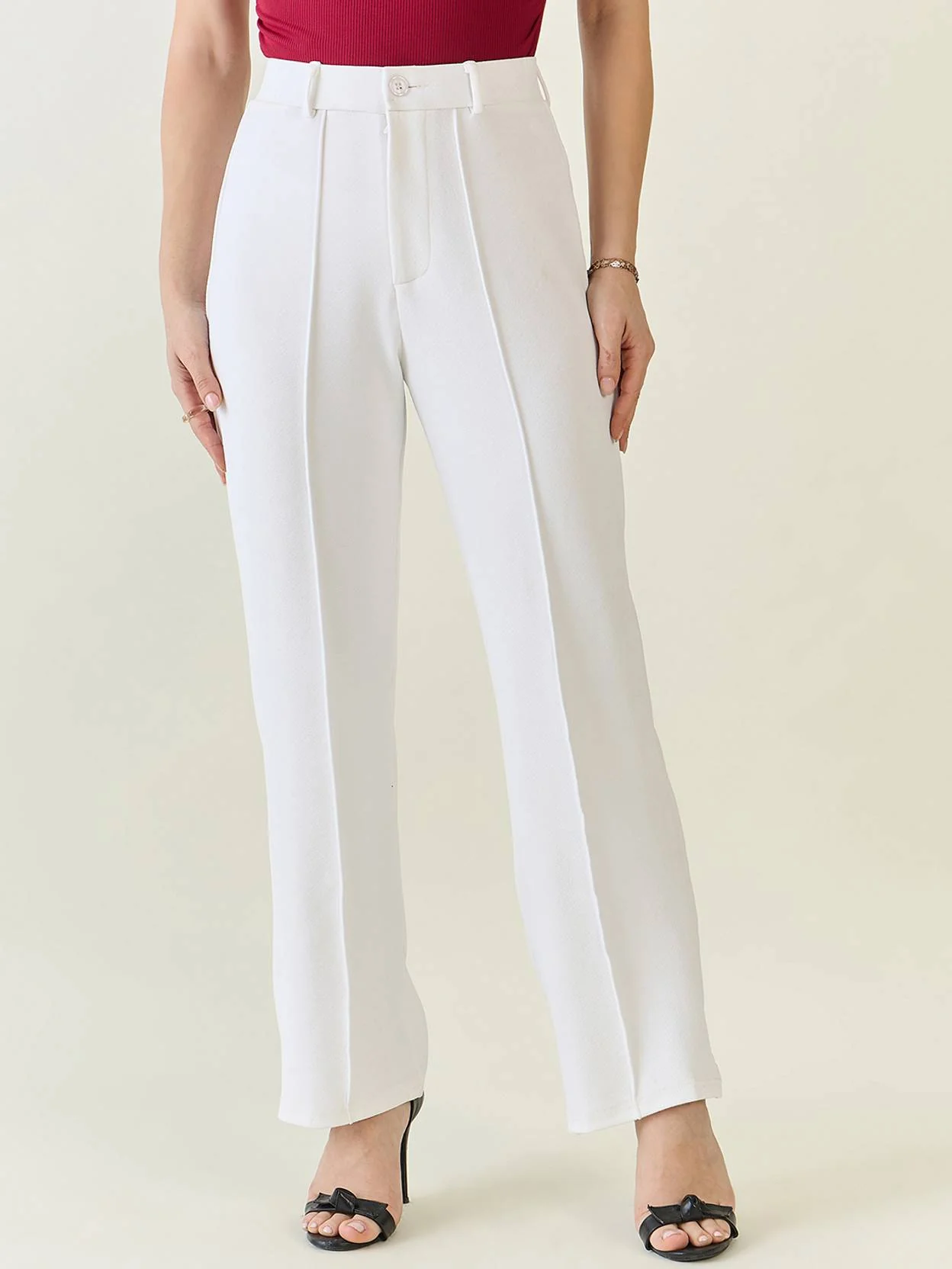 High Waist Pleated Trousers with Fitted Top - 2 Piece Coordinate Sets - Image 6