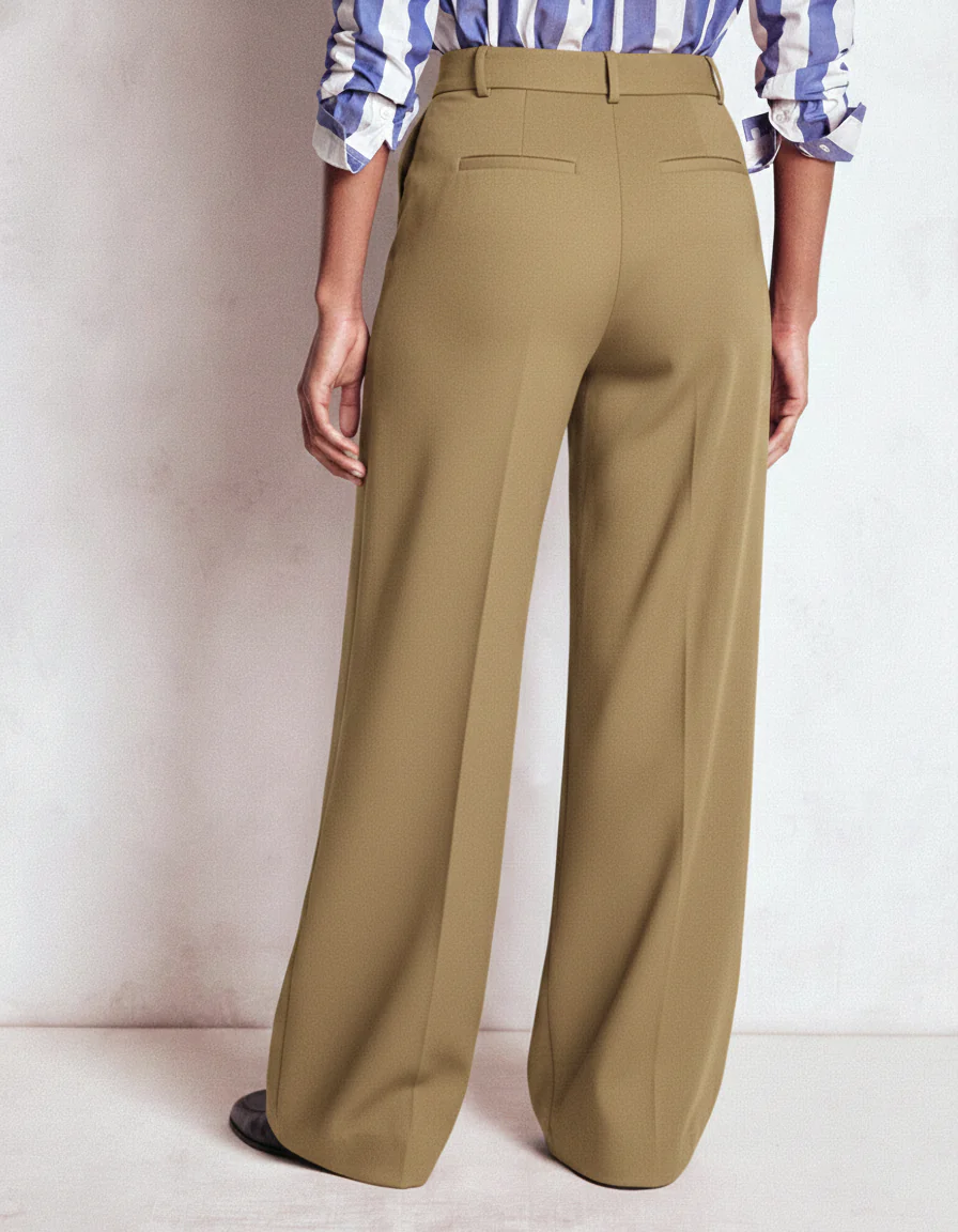 High-Waisted Camel Wide-Leg Trousers - Image 2