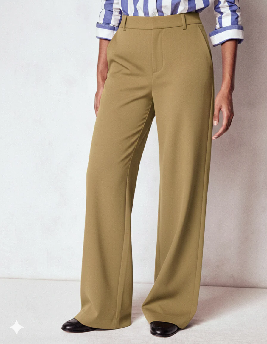 High-Waisted Camel Wide-Leg Trousers - Image 6