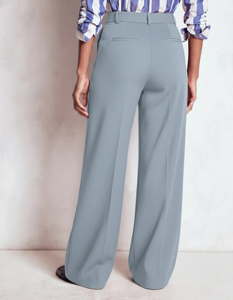 High-Waisted Light Blue Wide-Leg Trousers - Image 3
