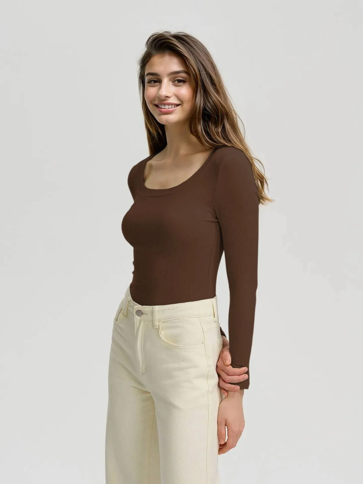 KOTTY  Casual Regular Sleeves Solid Women Brown Top - Image 3