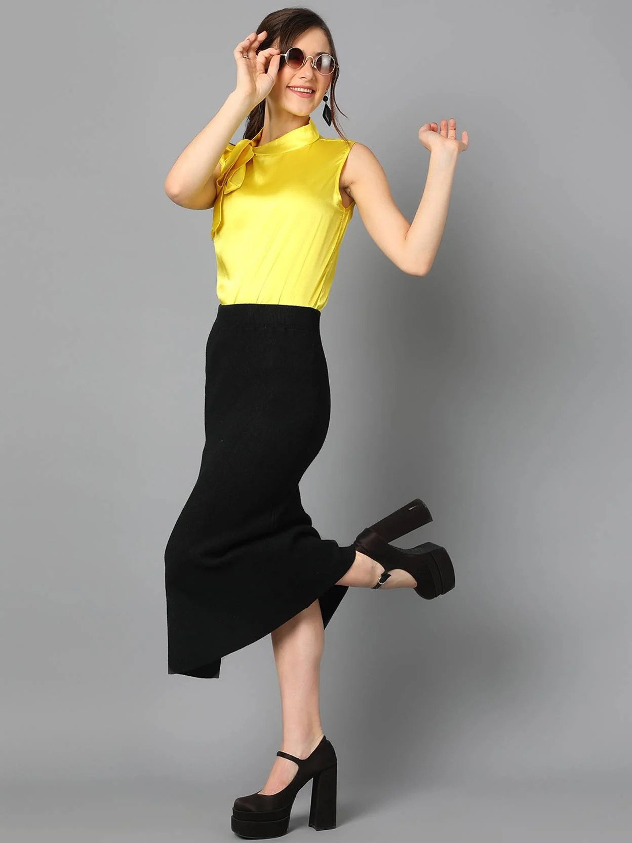 KOTTY  Casual Sleeveless Solid Women Yellow Top - Image 2