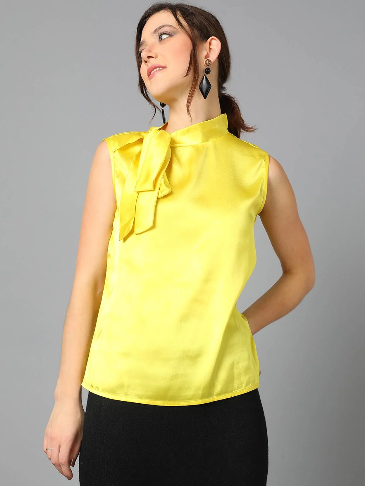 KOTTY  Casual Sleeveless Solid Women Yellow Top - Image 5