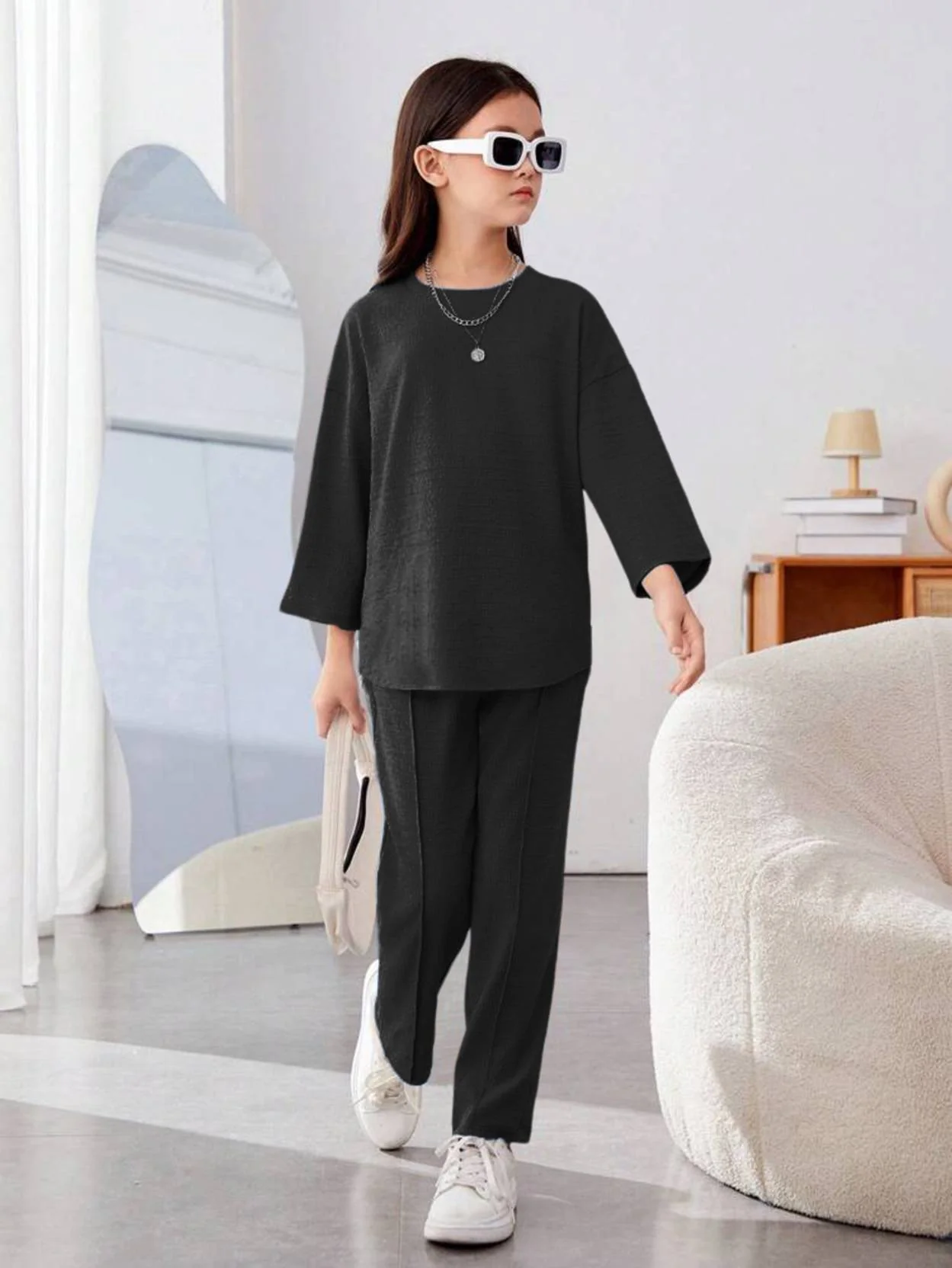 KOTTY Girls Maxi/Full Length Casual Dress (Black, Full Sleeve) - Image 5