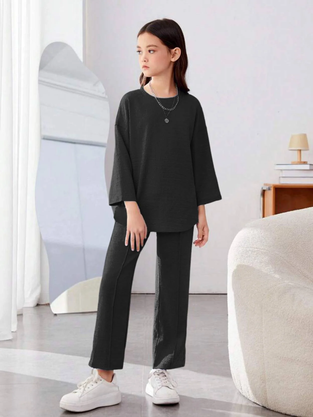 KOTTY Girls Maxi/Full Length Casual Dress (Black, Full Sleeve) - Image 3