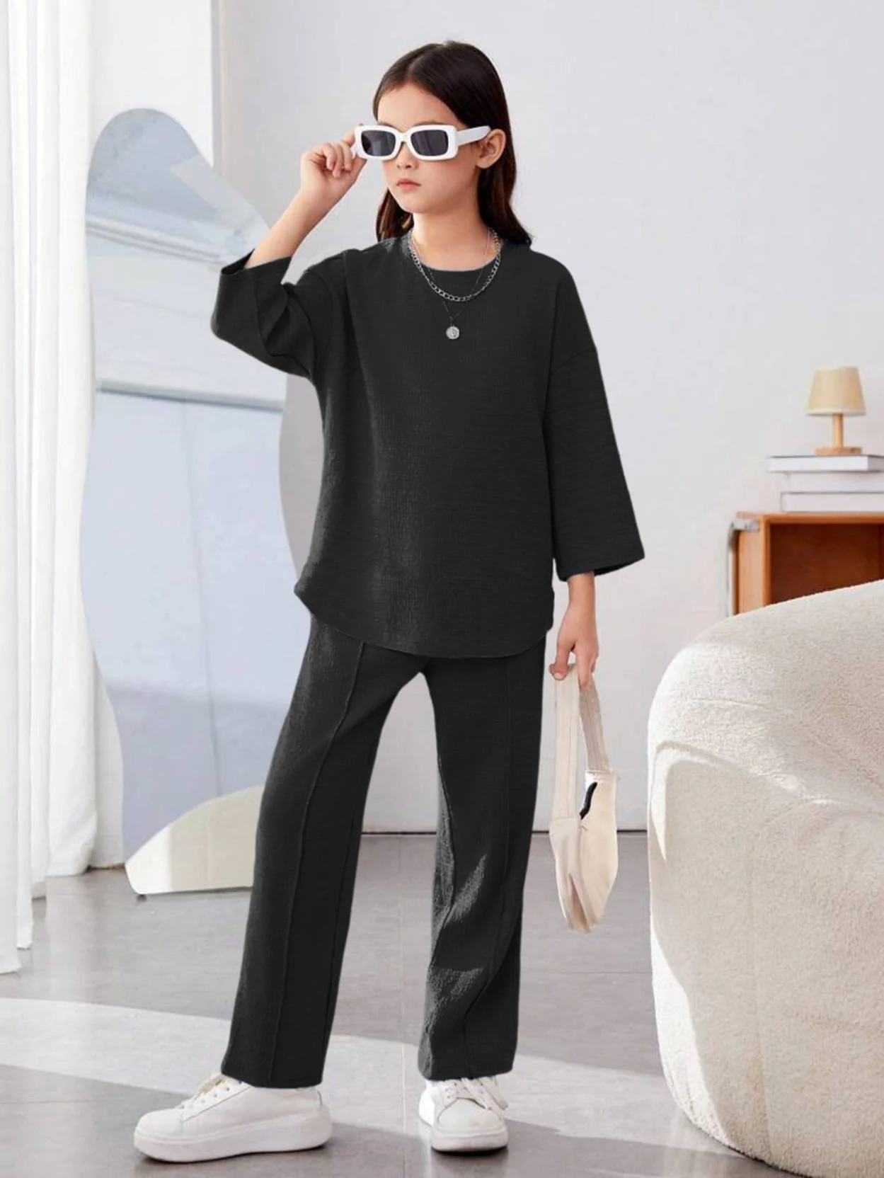 KOTTY Girls Maxi/Full Length Casual Dress (Black, Full Sleeve) - Image 4