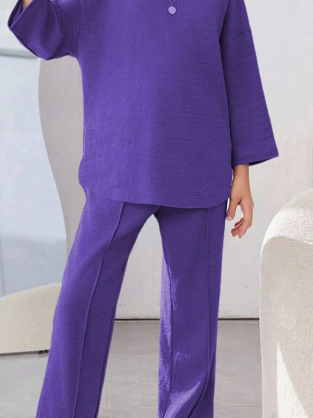Kotty Girls Purple Round Neck Long Sleeves Top With Trouser - Image 4