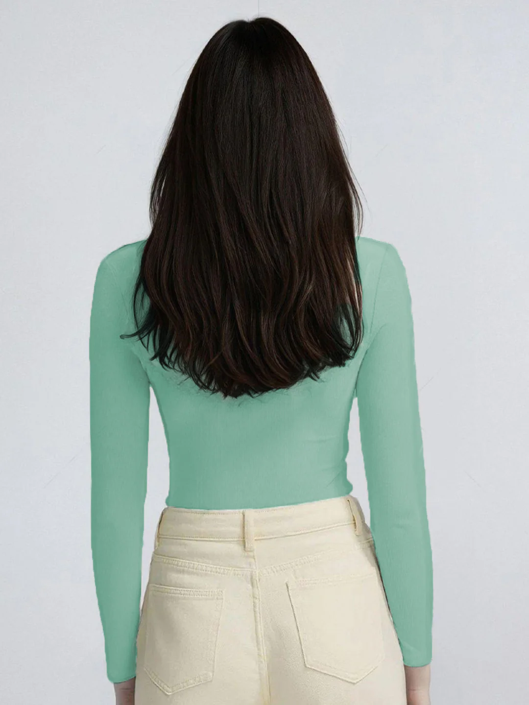 KOTTY Mint Green Ribbed Long Sleeve Top - Image 2