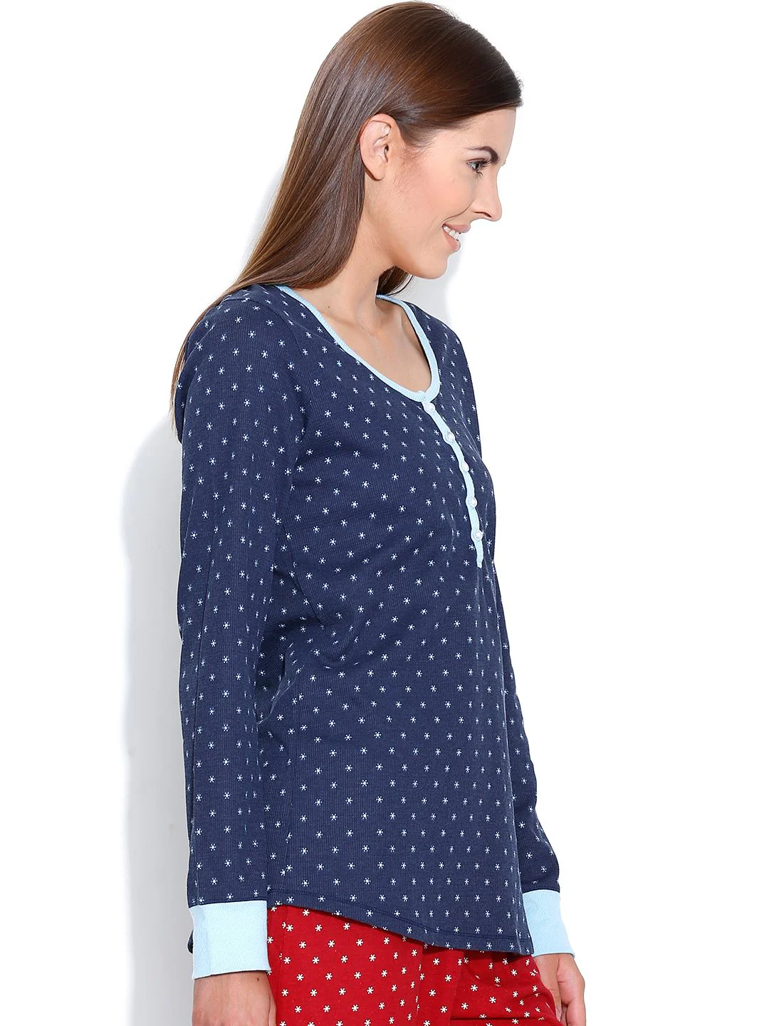 Kotty Navy Printed Lounge Top - Image 4