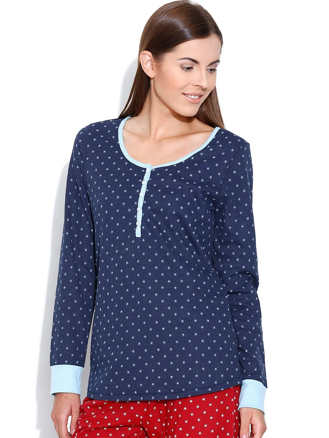 Kotty Navy Printed Lounge Top - Image 6