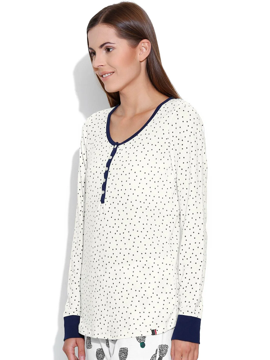 Kotty Off-White Printed Lounge Top - Image 3