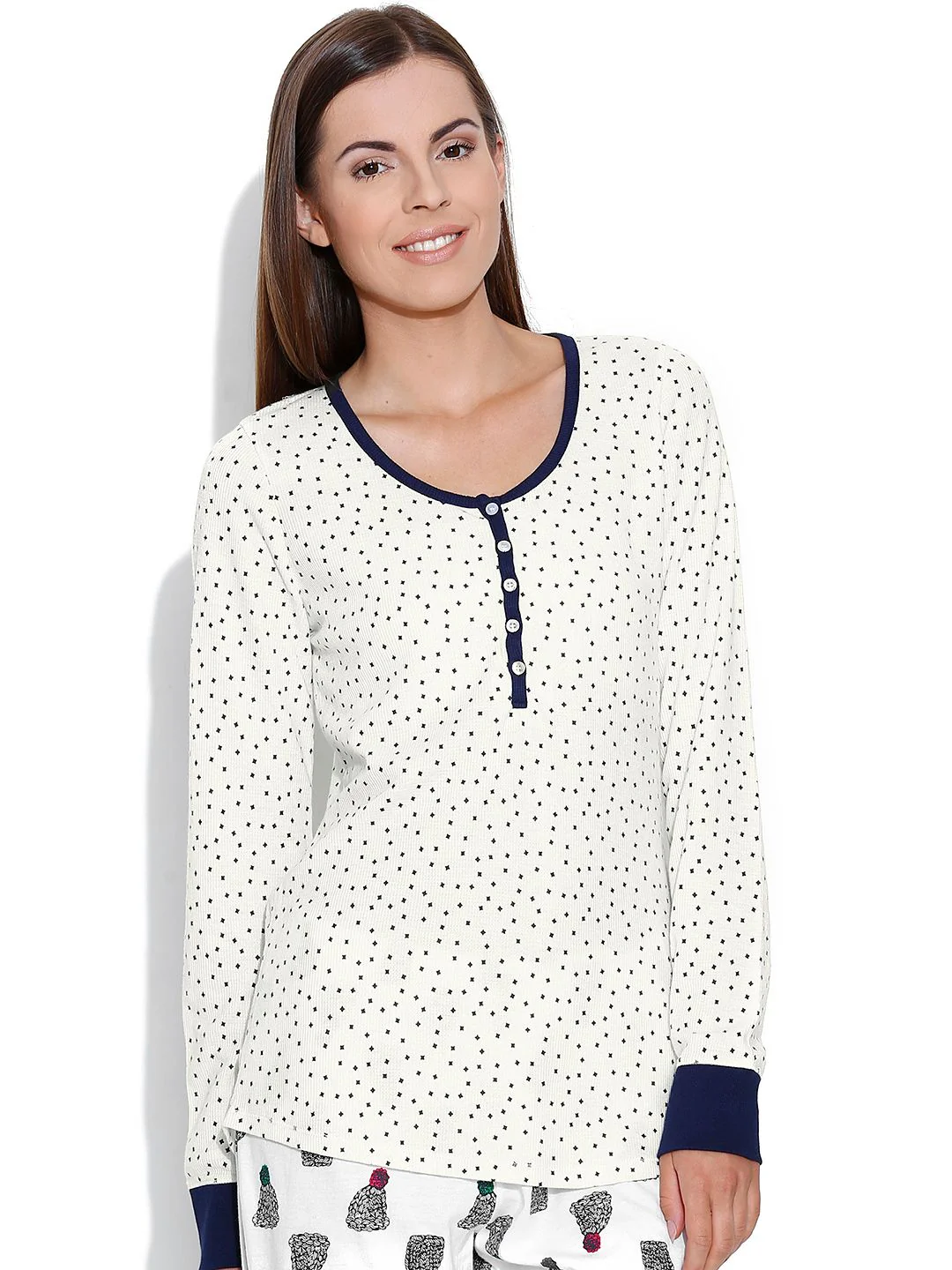 Kotty Off-White Printed Lounge Top - Image 4