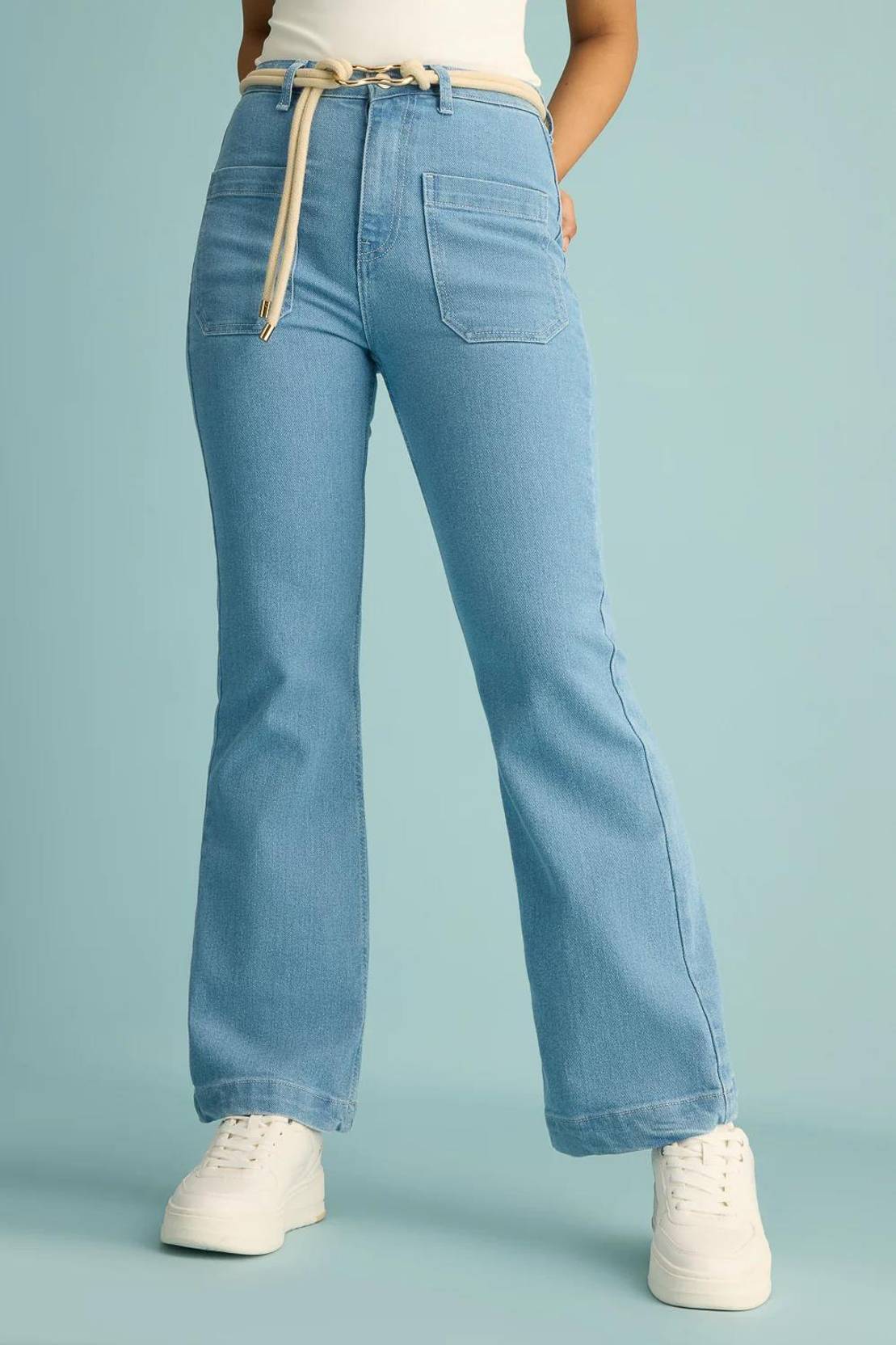 KOTTY Women Boot-Leg High Rise Light Blue Jeans