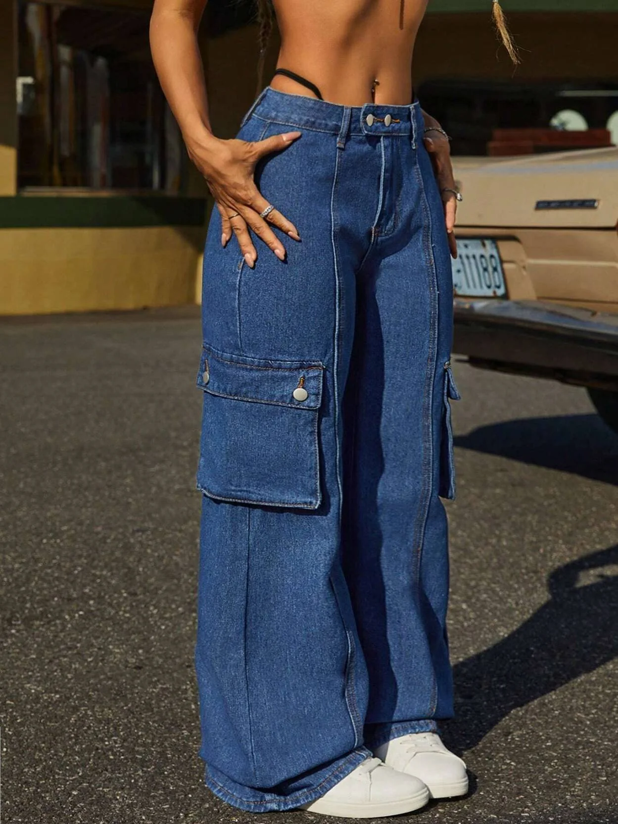 KOTTY  Women Loose Fit Mid Rise Dark Blue Jeans - Image 4