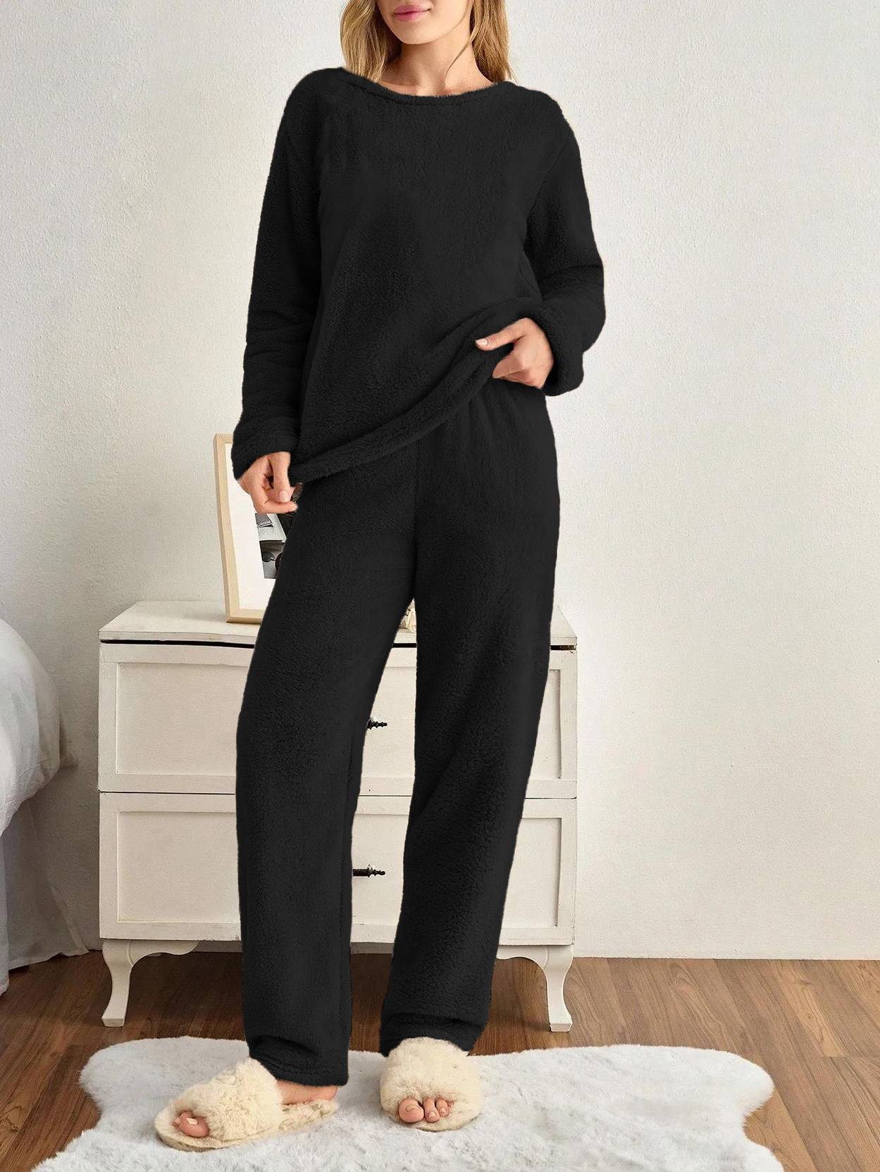 KOTTY Women Night Suit Set Black Solid - Image 5