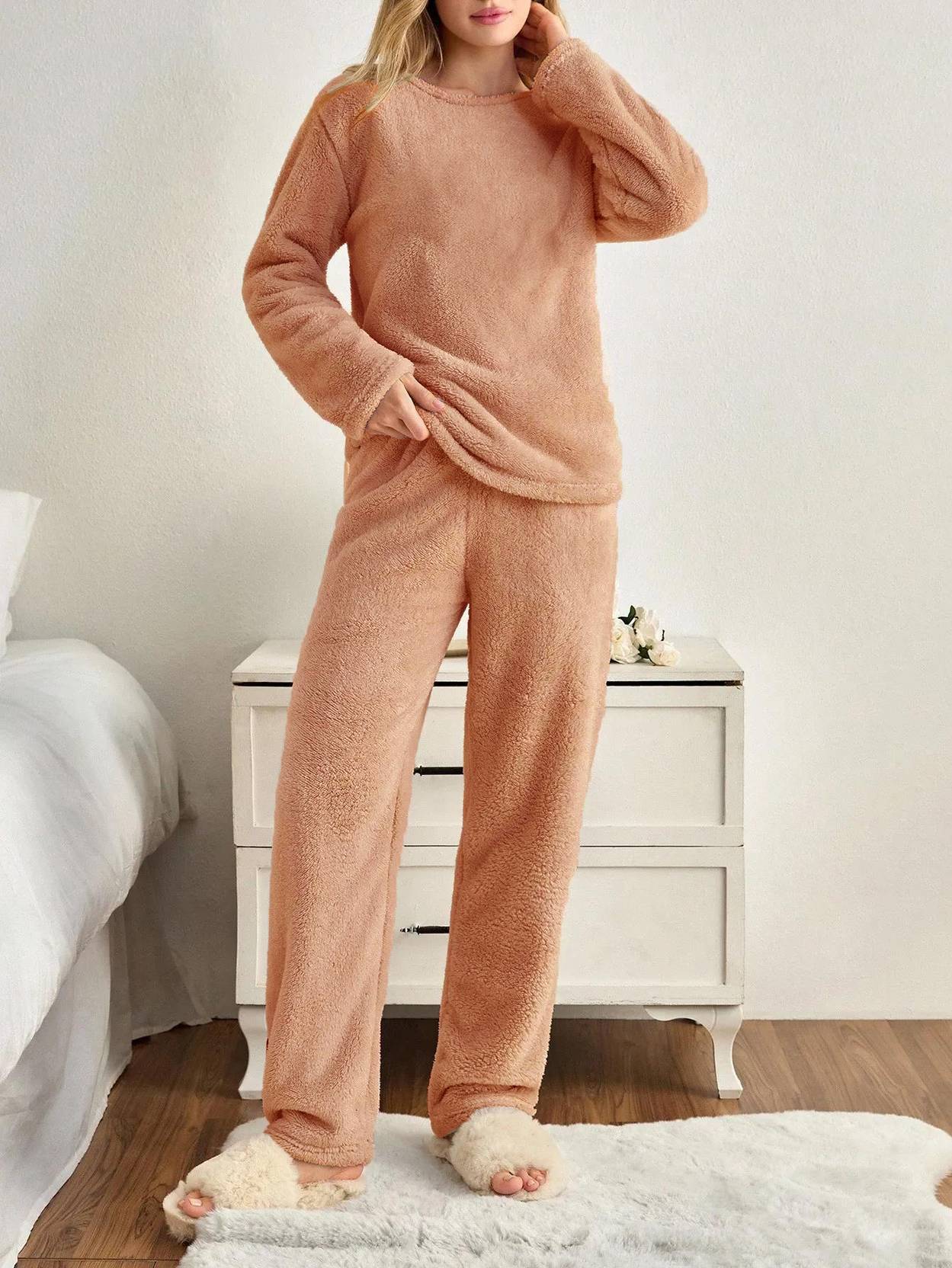 KOTTY Women Night Suit Set Brown Solid - Image 4