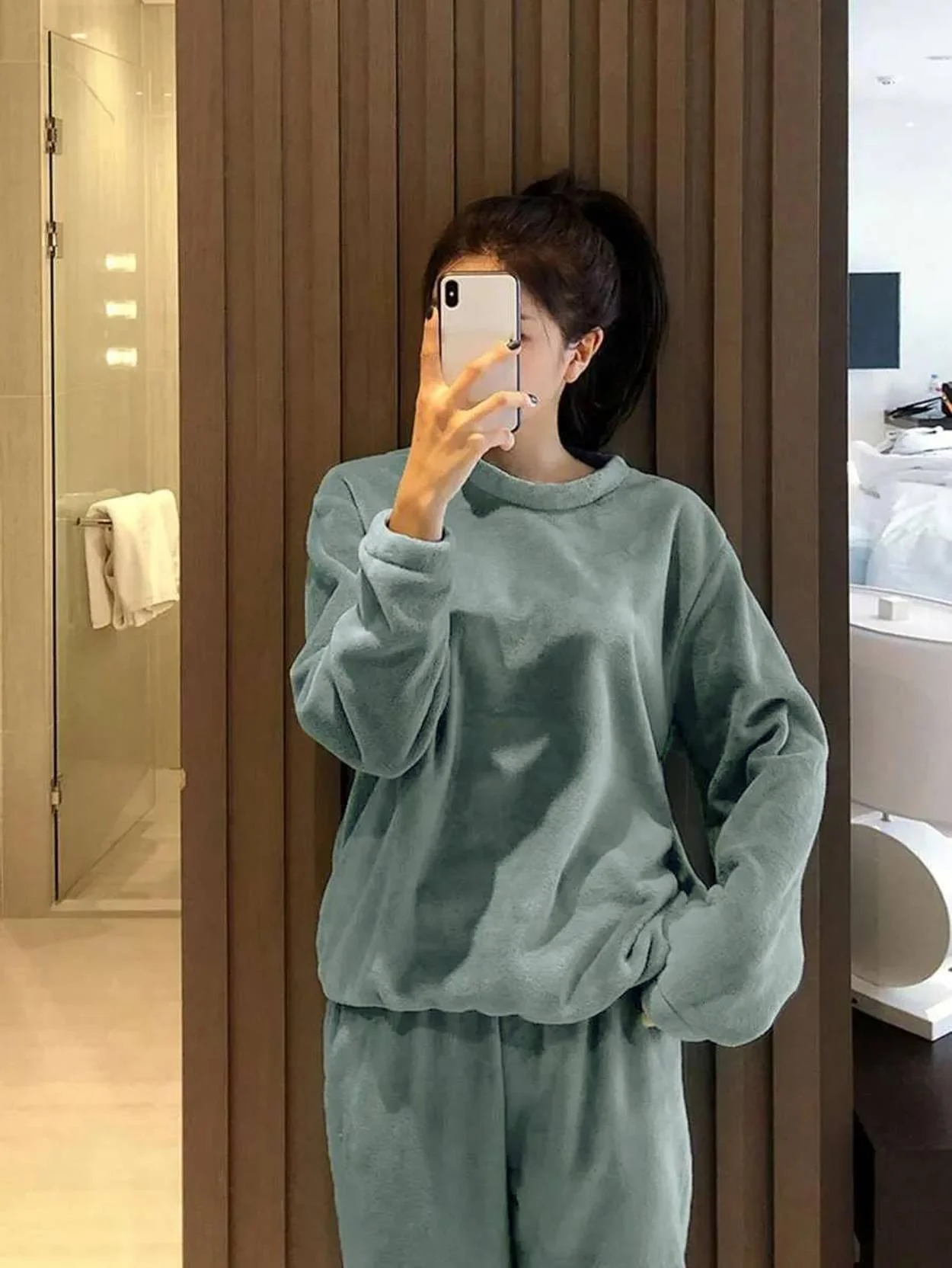KOTTY Women Night Suit Set Green Solid - Image 3