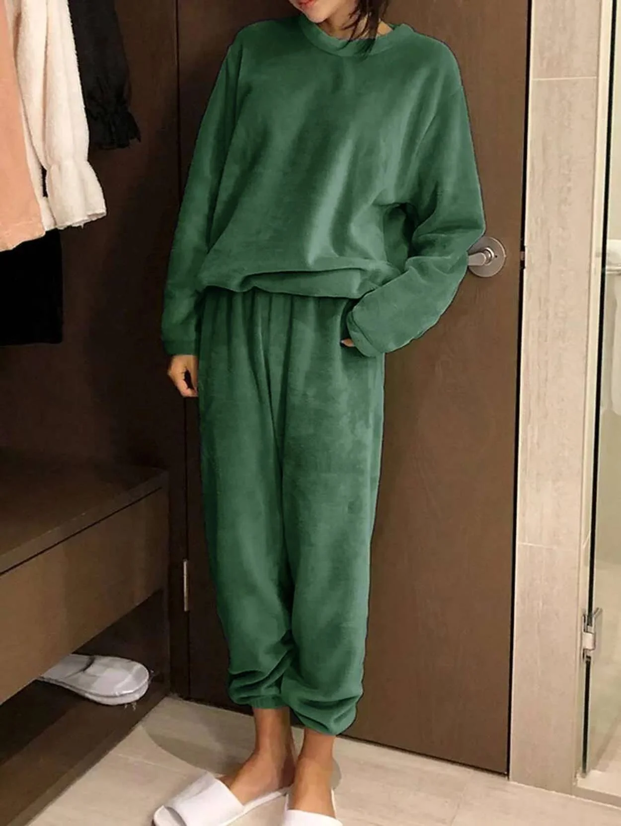 KOTTY Women Night Suit Set Green Solid - Image 4