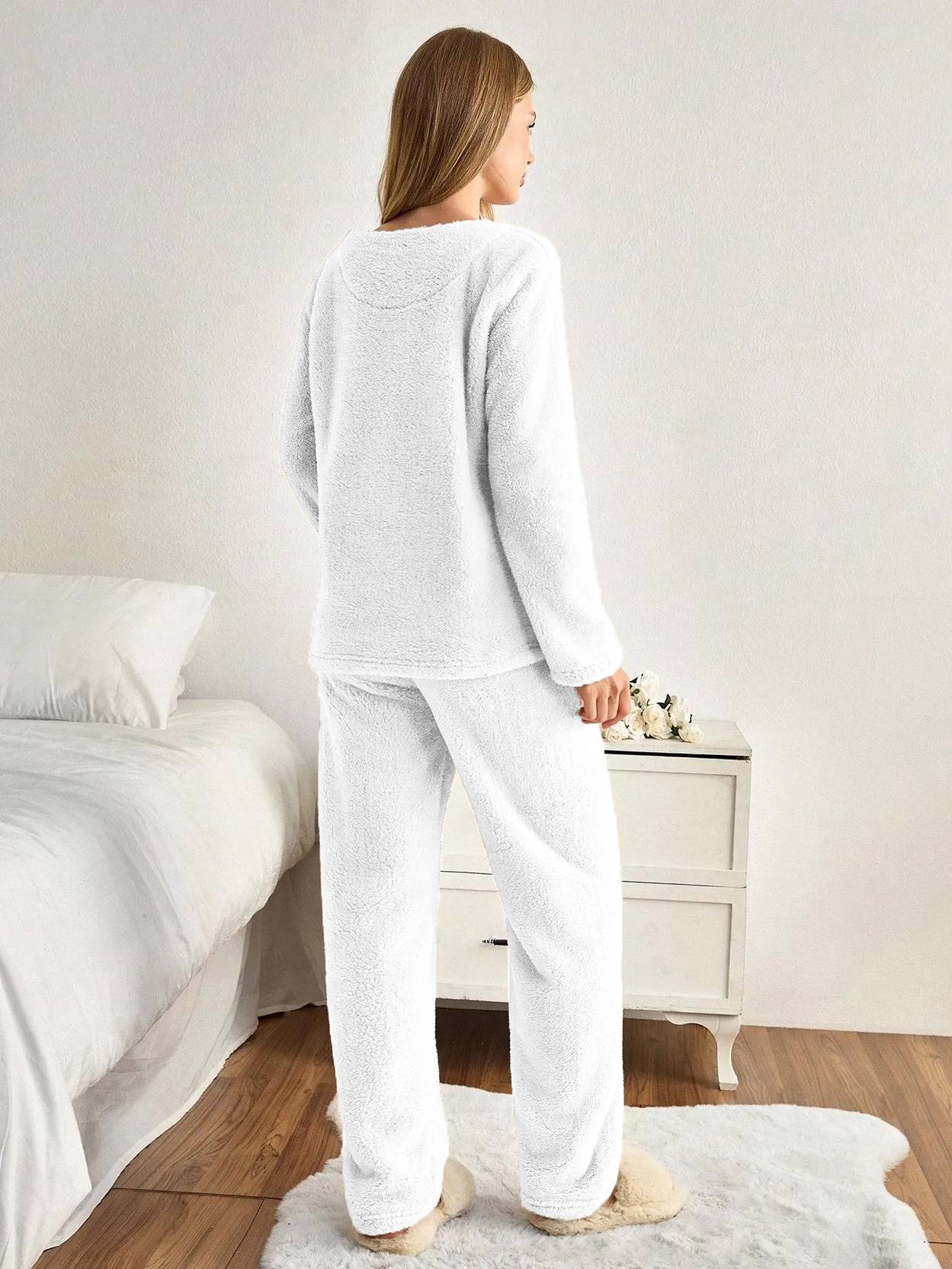 KOTTY Women Night Suit Set White Solid - Image 3