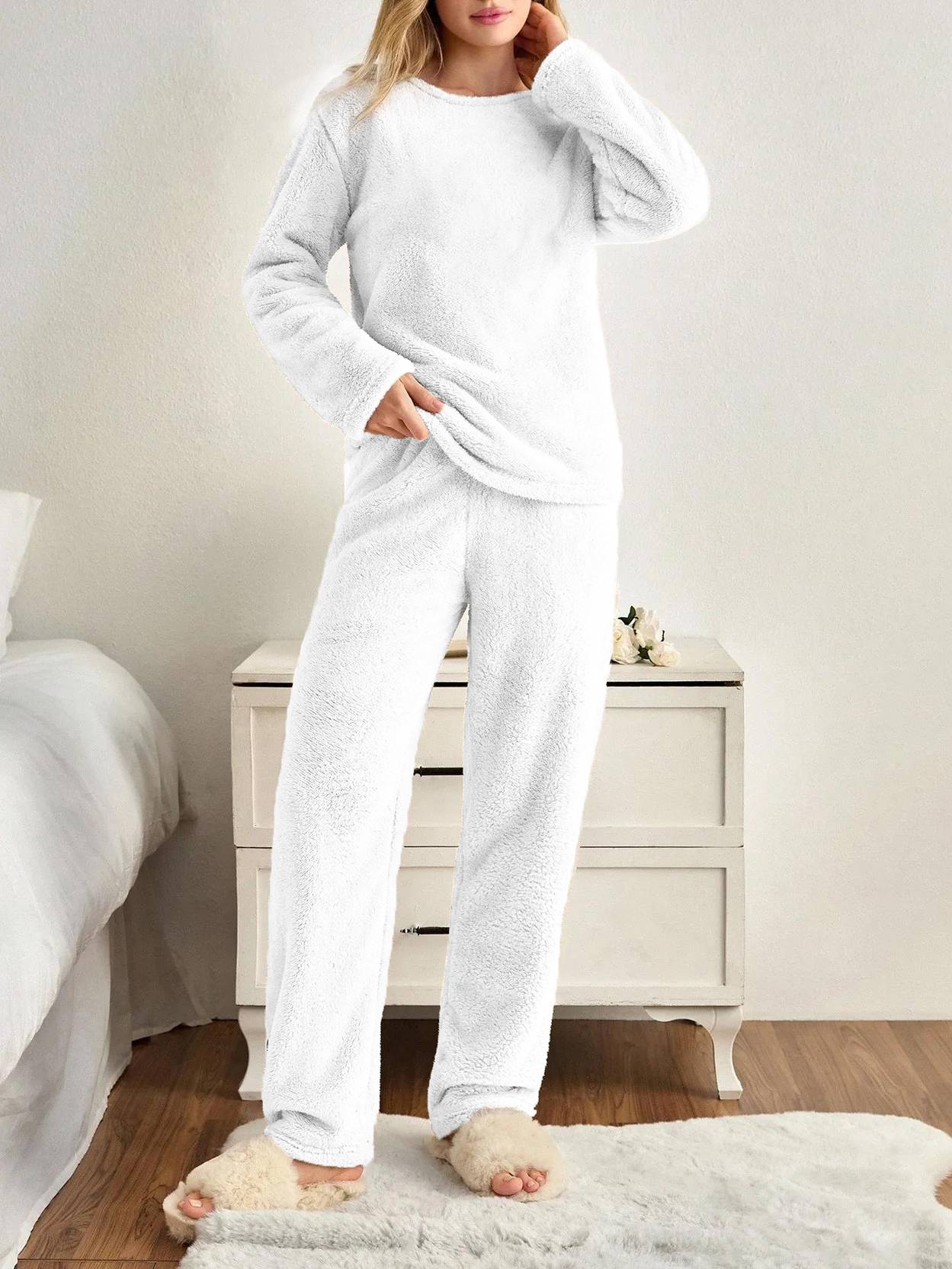 KOTTY Women Night Suit Set White Solid - Image 4