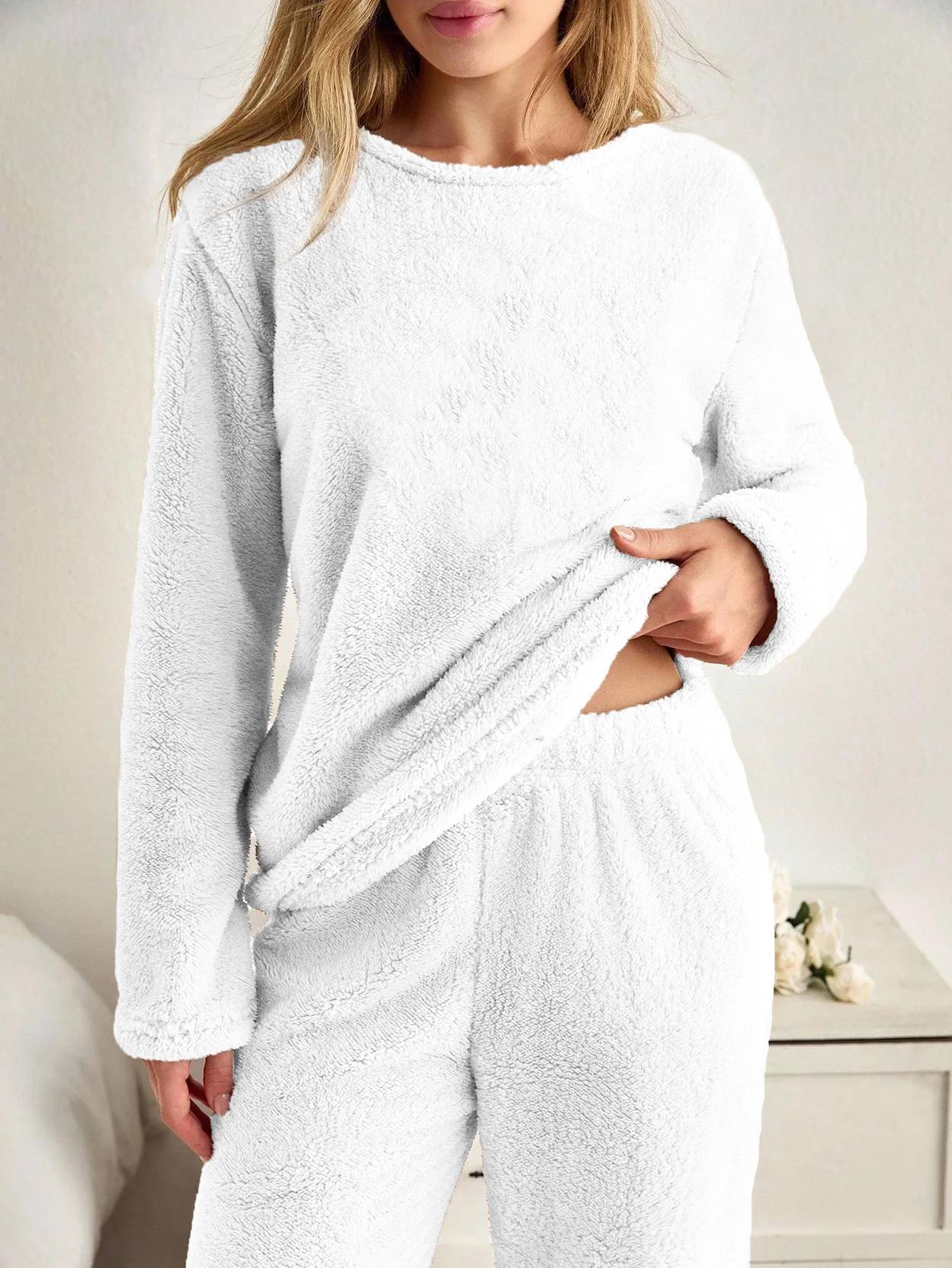 KOTTY Women Night Suit Set White Solid - Image 5