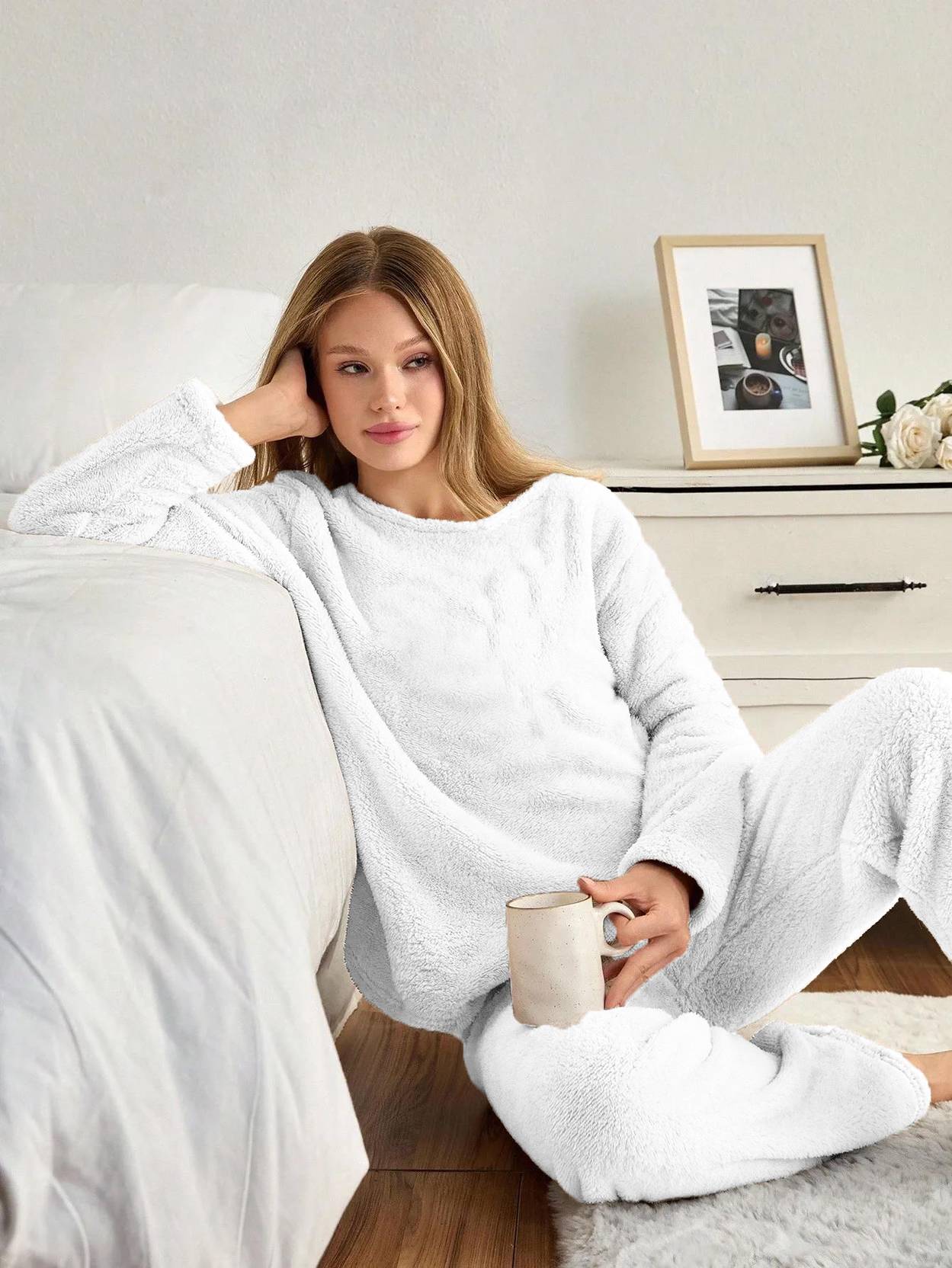 KOTTY Women Night Suit Set White Solid - Image 6