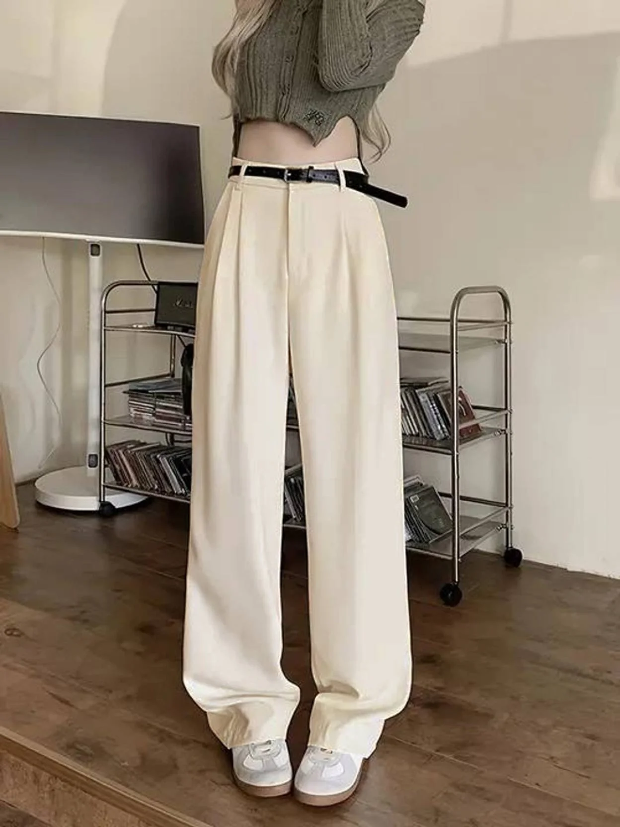KOTTY Women Relaxed Beige Cotton Blend Trousers - Image 3