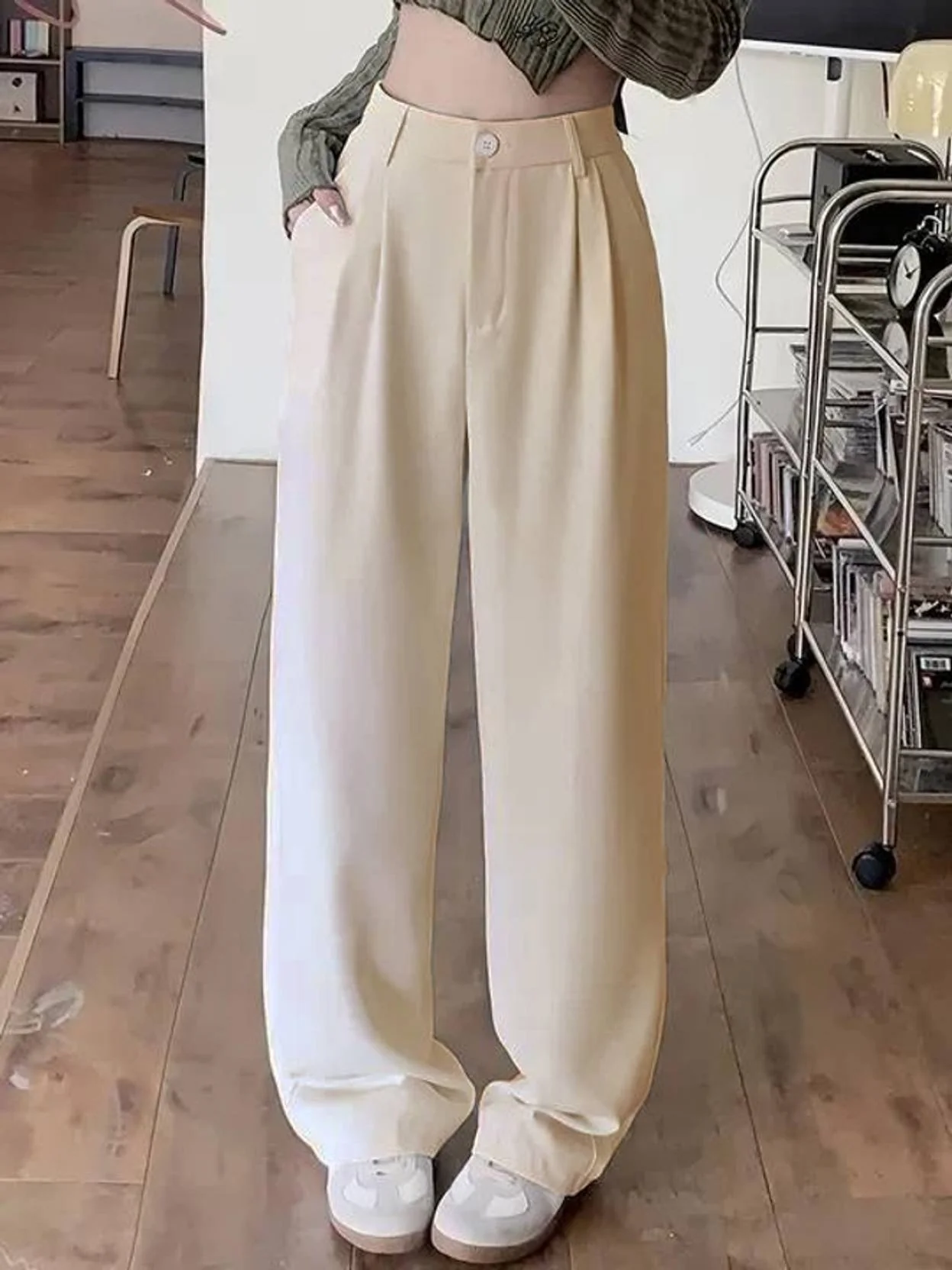 KOTTY Women Relaxed Beige Cotton Blend Trousers - Image 4