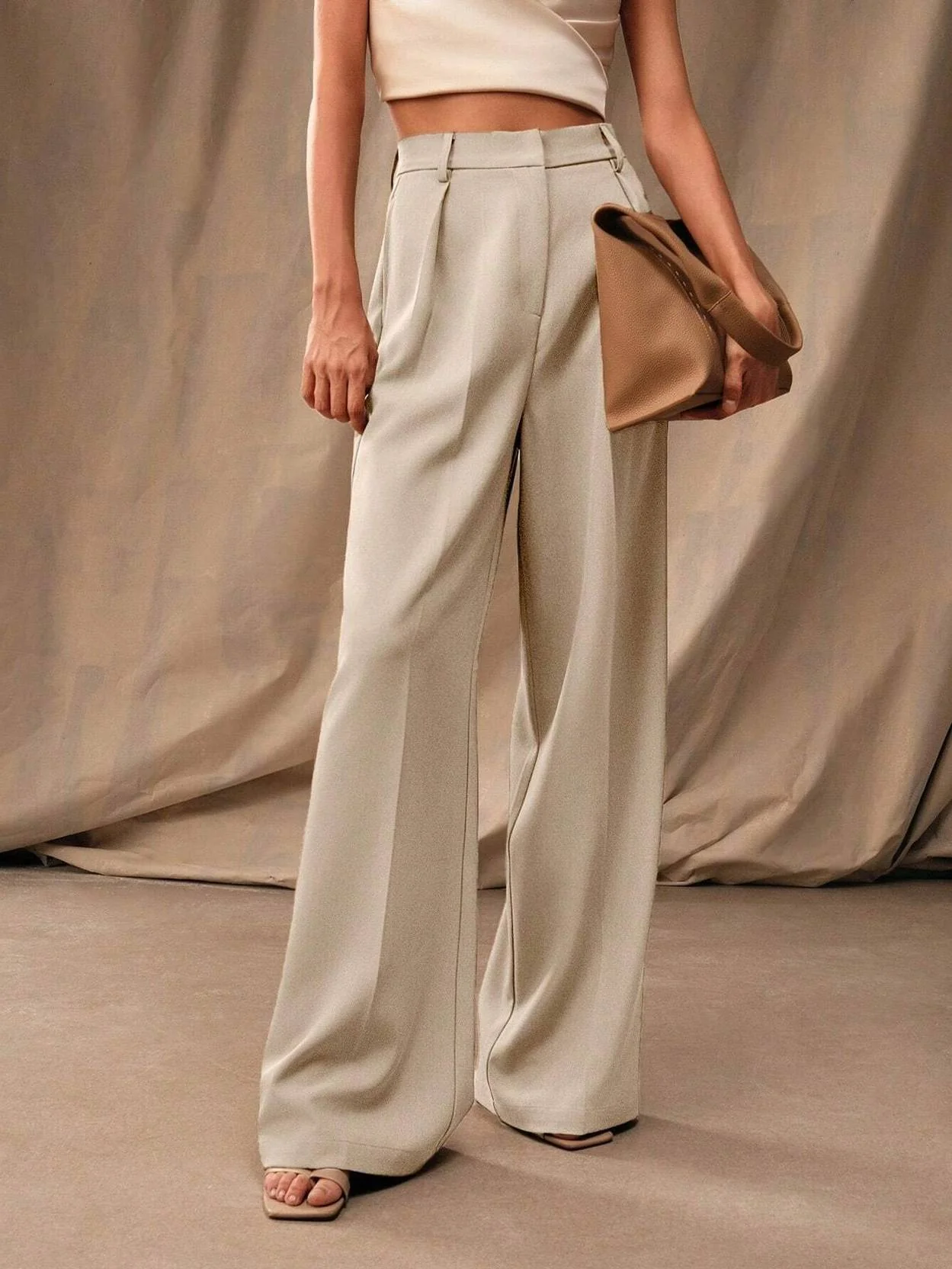 KOTTY  Women Relaxed Beige Viscose Rayon Trousers - Image 3