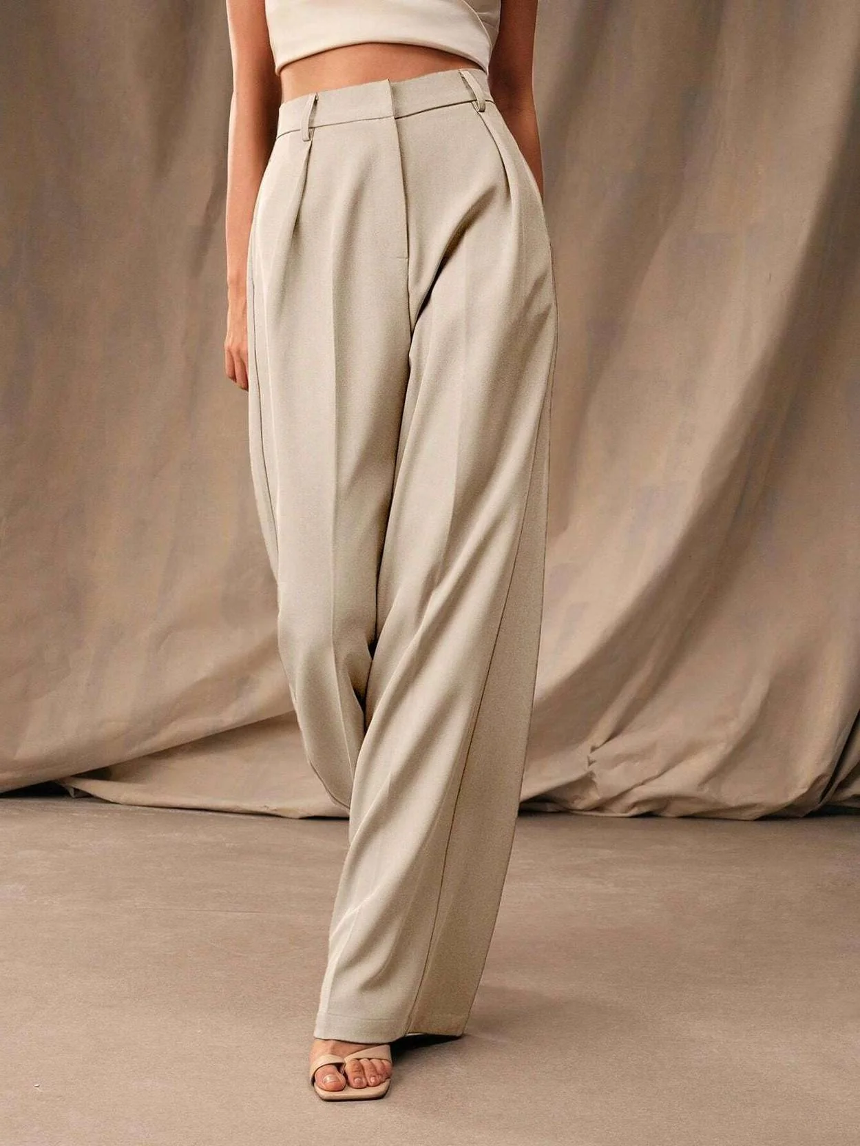 KOTTY  Women Relaxed Beige Viscose Rayon Trousers - Image 4
