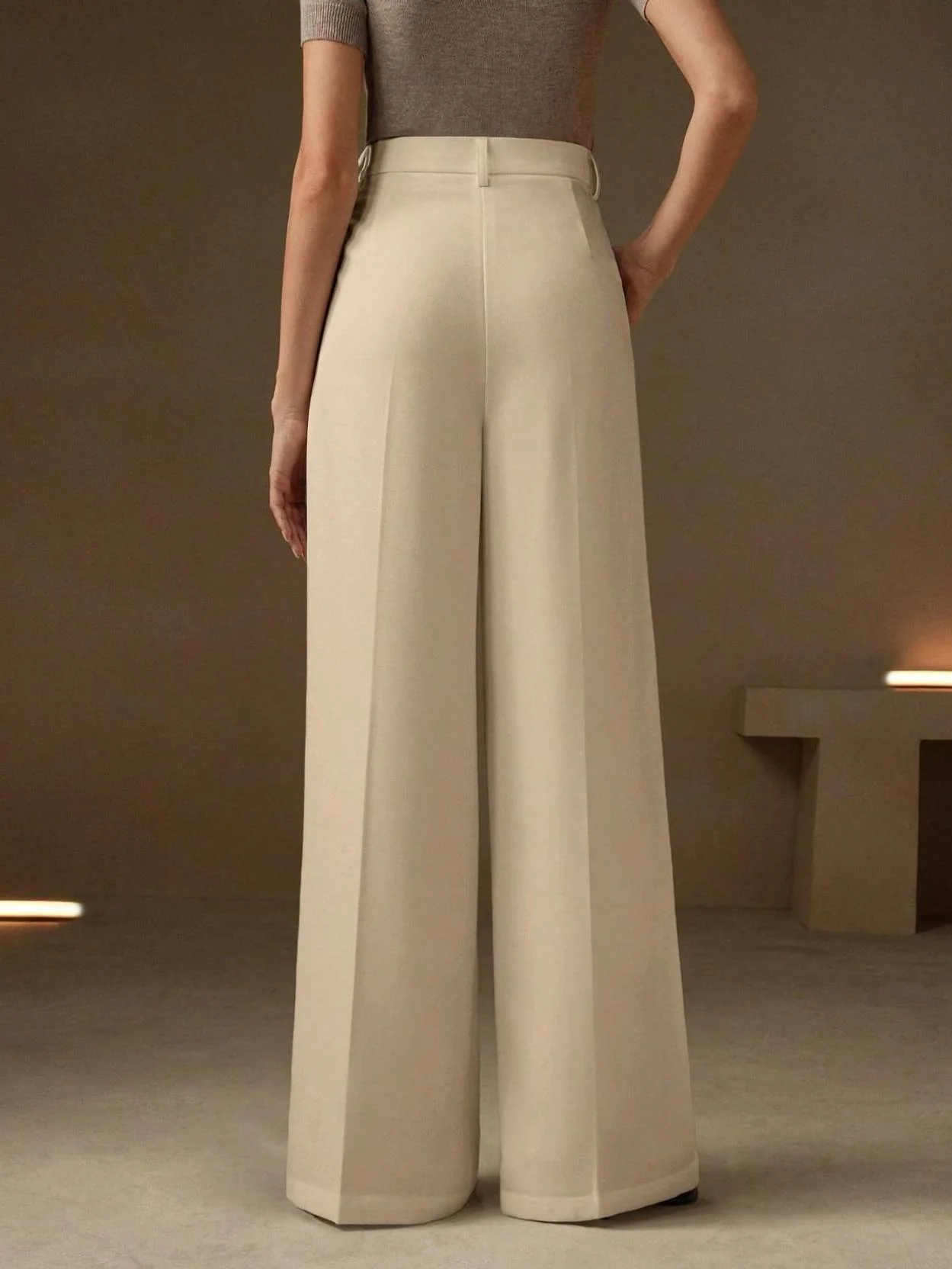 KOTTY Women Relaxed Beige Viscose Rayon Trousers - Image 2