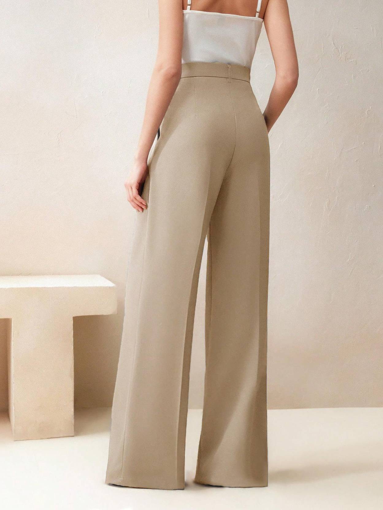 KOTTY Women Relaxed Beige Viscose Rayon Trousers - Image 4