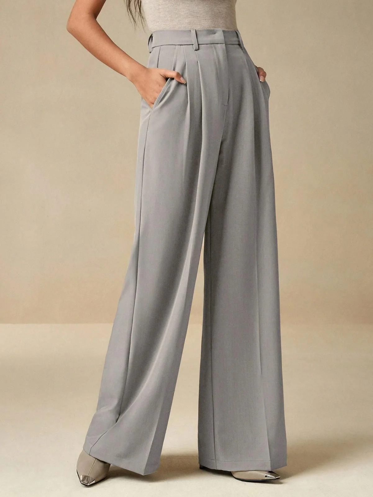 KOTTY  Women Relaxed Grey Viscose Rayon Trousers - Image 3