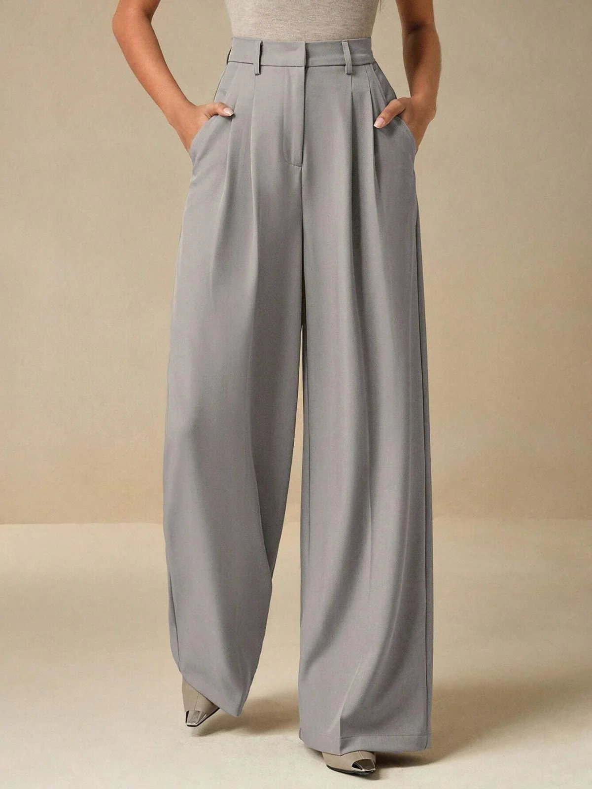 KOTTY  Women Relaxed Grey Viscose Rayon Trousers - Image 4