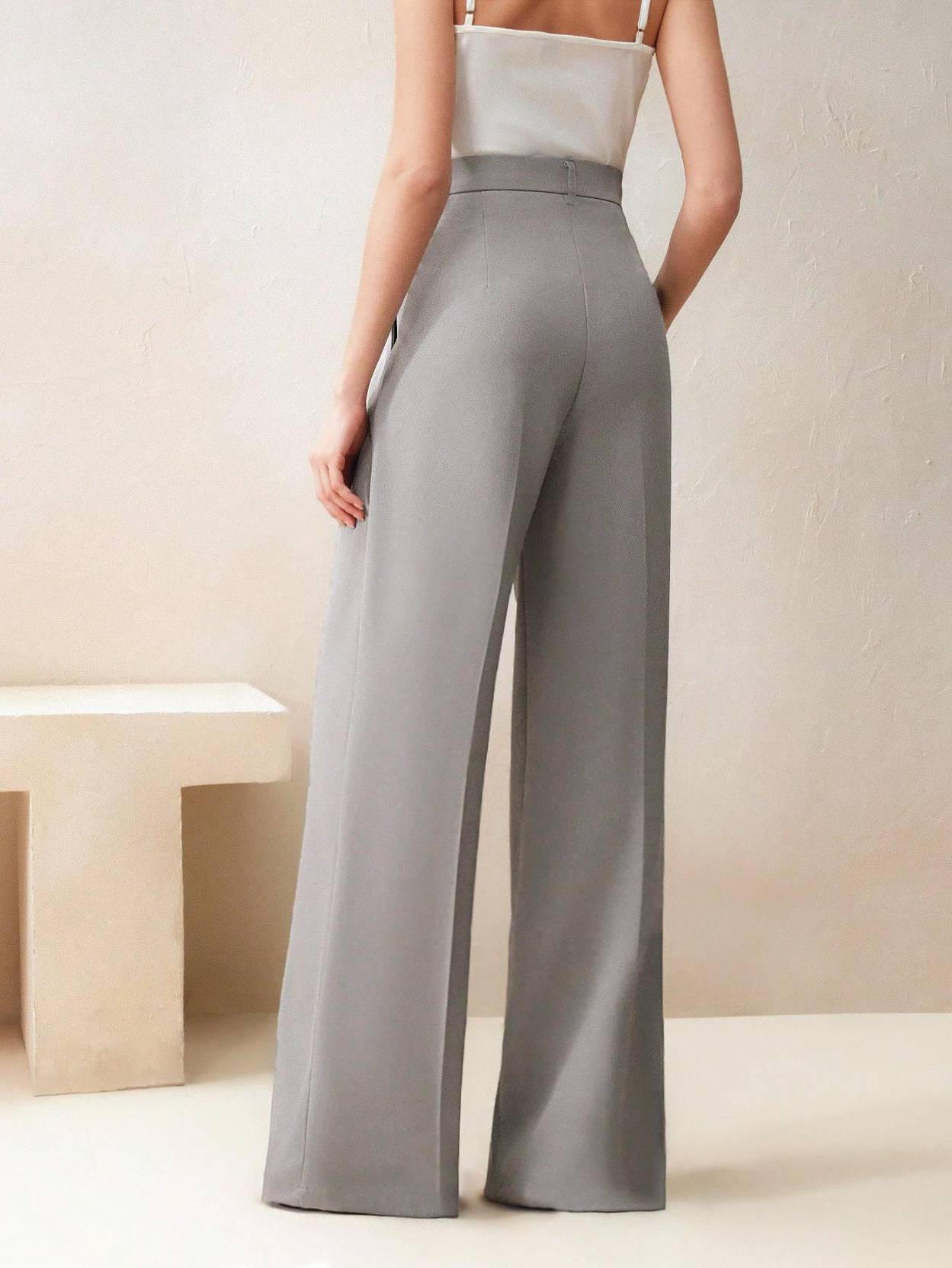 KOTTY  Women Relaxed Grey Viscose Rayon Trousers - Image 3
