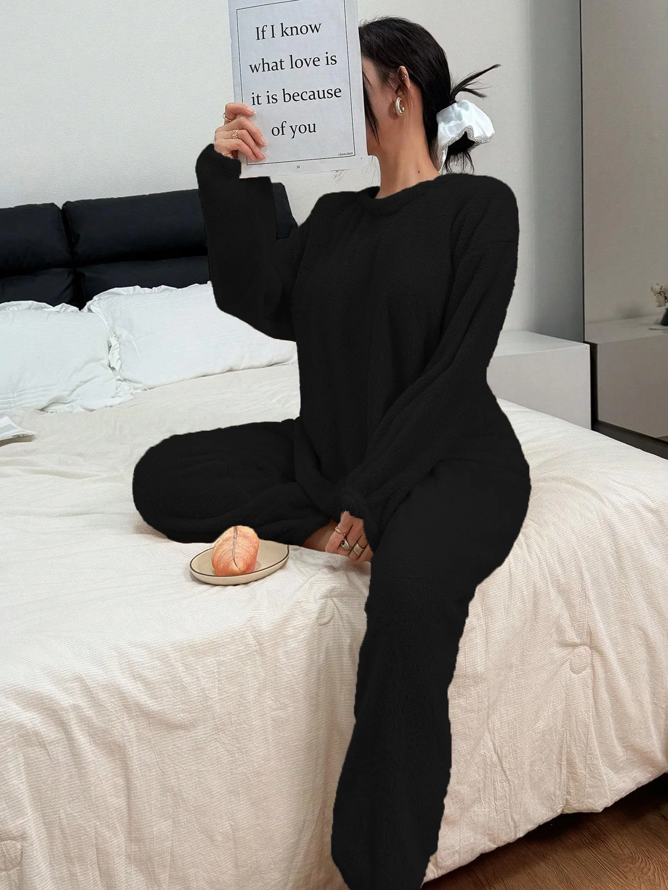 KOTTY Women’s Black Winter Lounge Wear Set
