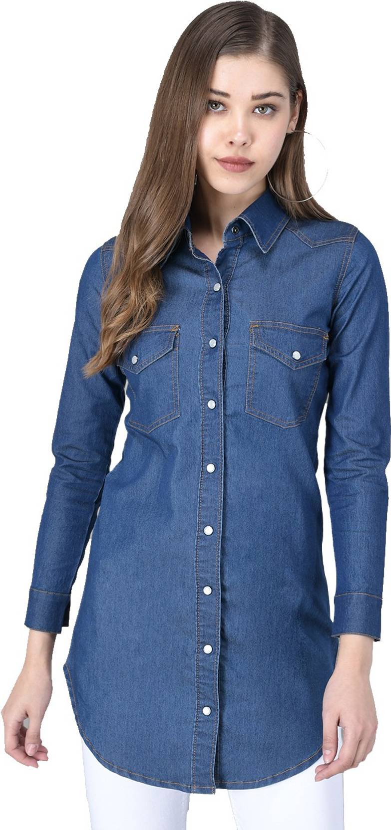 KOTTY Women Shirt Blue Above Knee/Mid Thigh Length Dress