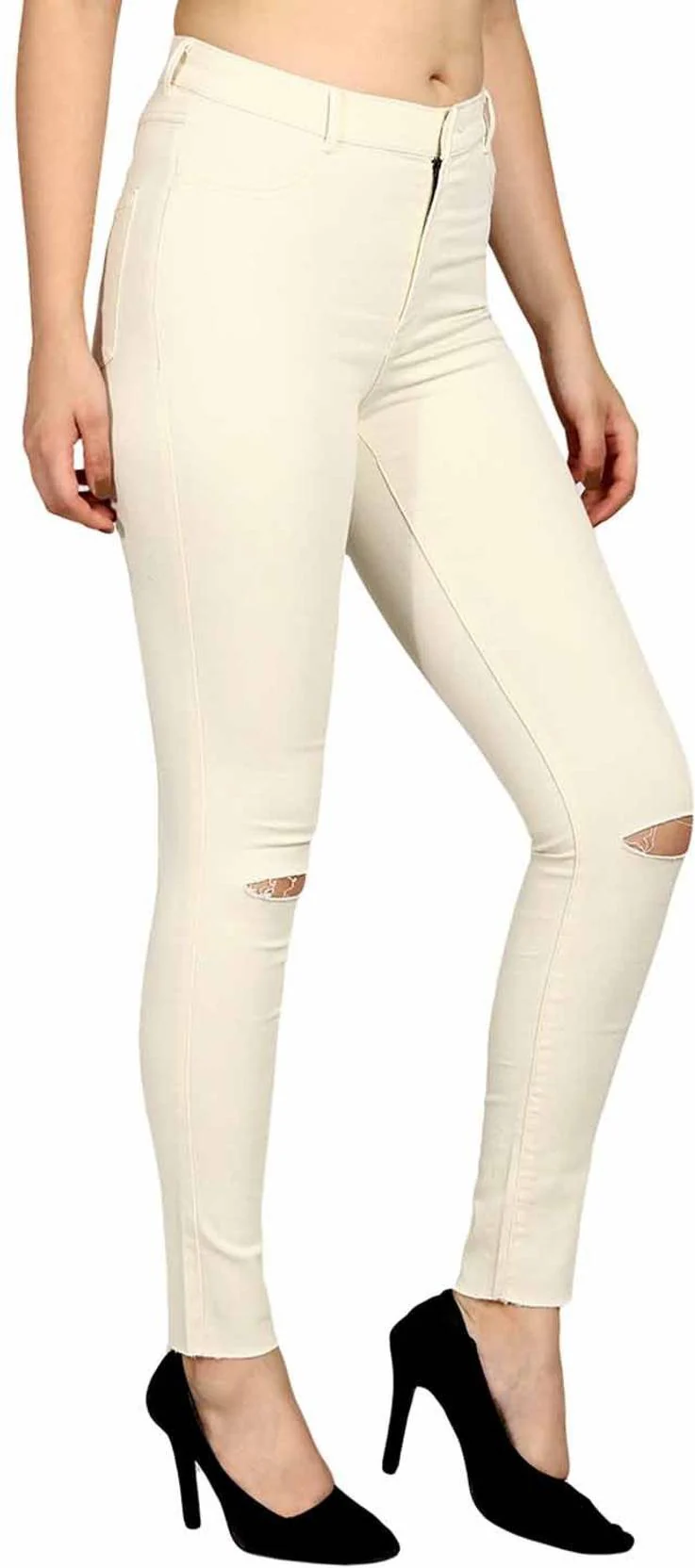 KOTTY  Women Skinny Mid Rise Beige Jeans - Image 3