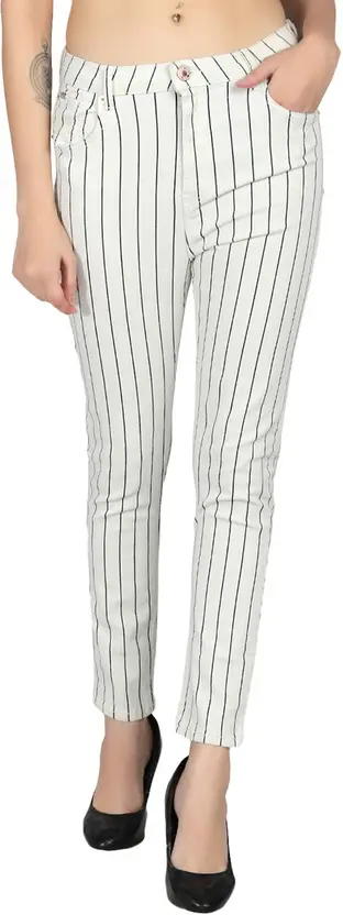 KOTTY Women Slim Mid Rise White Jeans