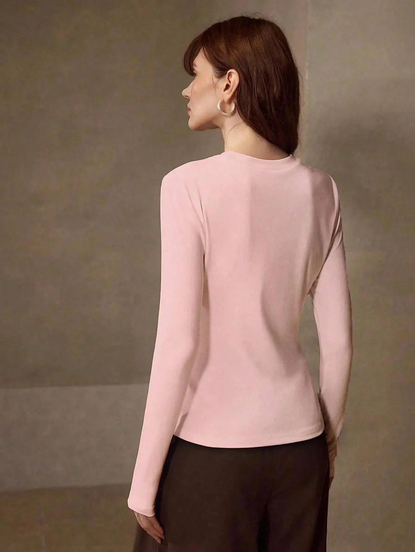 KOTTY Women Solid Baby Pink Long Sleeve Slim Fit Top - Image 3