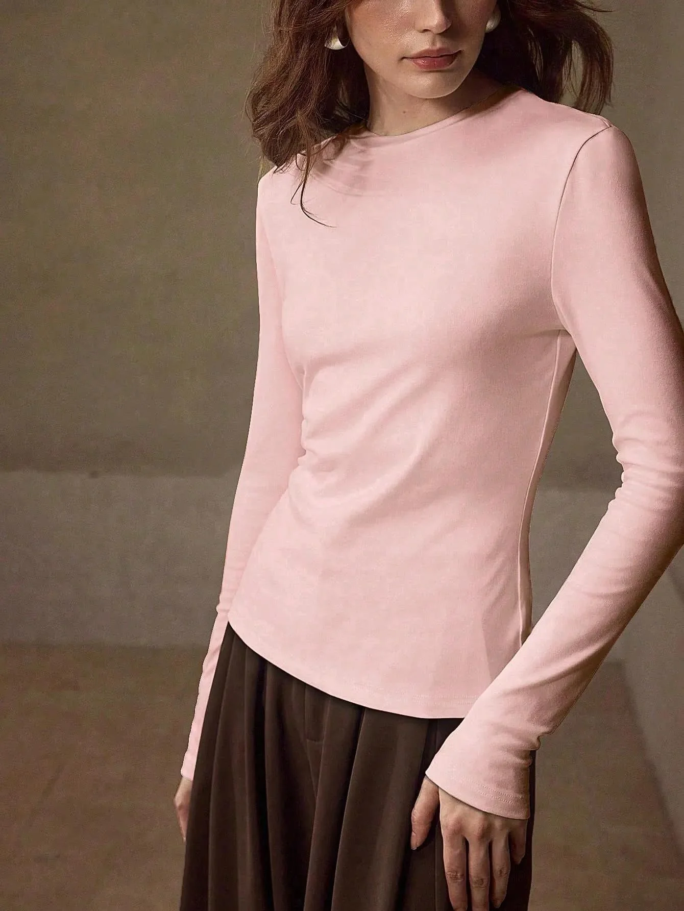 KOTTY Women Solid Baby Pink Long Sleeve Slim Fit Top - Image 4
