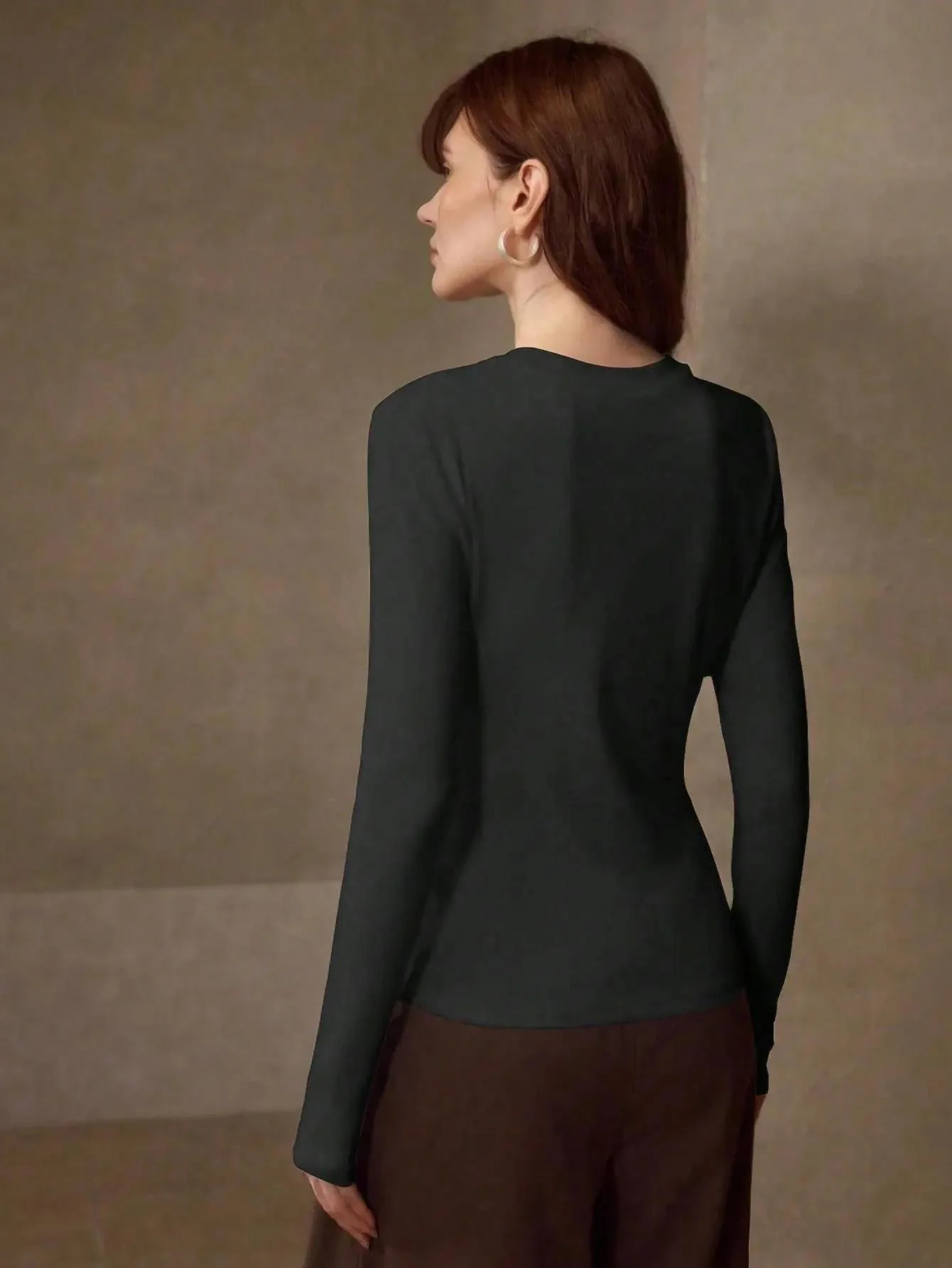KOTTY Women Solid Grey Long Sleeve Slim Fit Top - Image 3