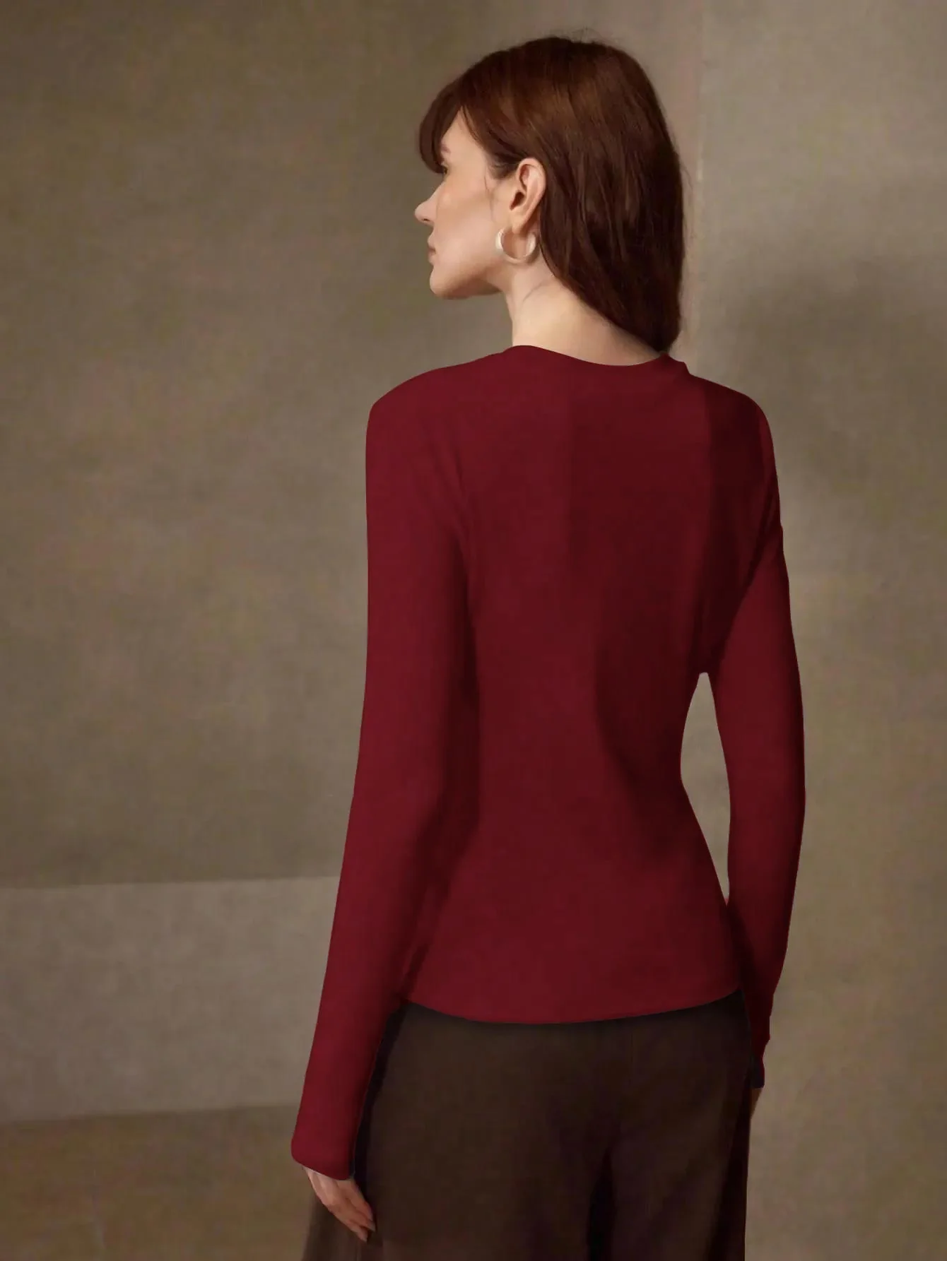 KOTTY Women Solid Maroon Long Sleeve Slim Fit Top - Image 6