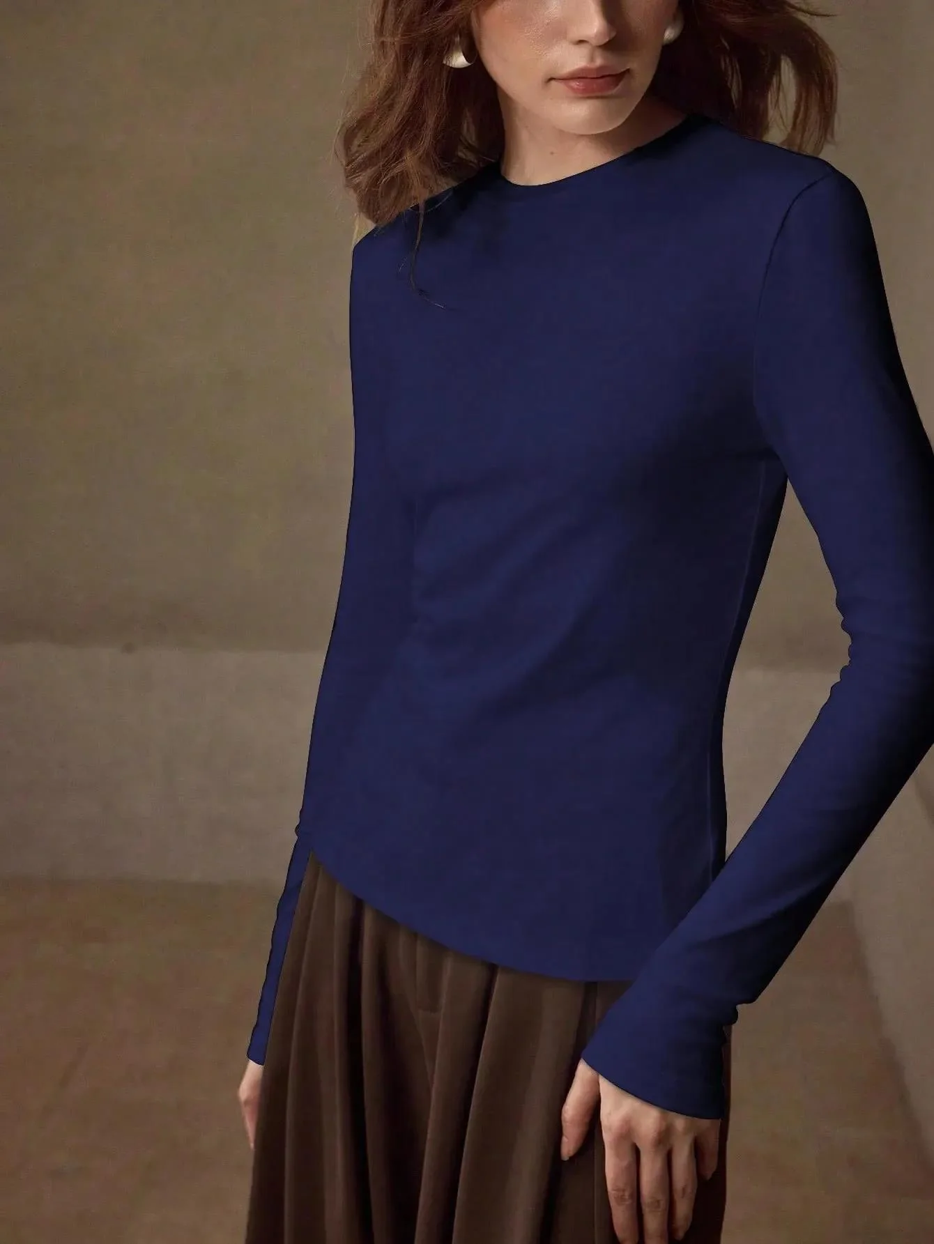 KOTTY Women Solid Royal Blue Long Sleeve Slim Fit Top - Image 4