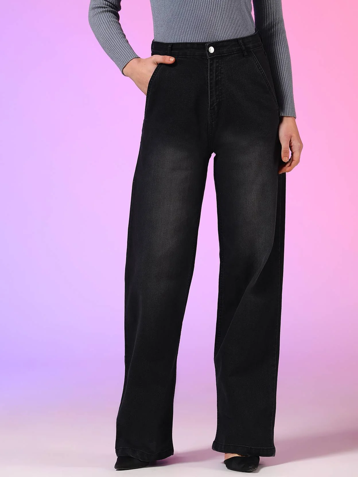 KOTTY Women Straight Fit High Rise Black Jeans - Image 3
